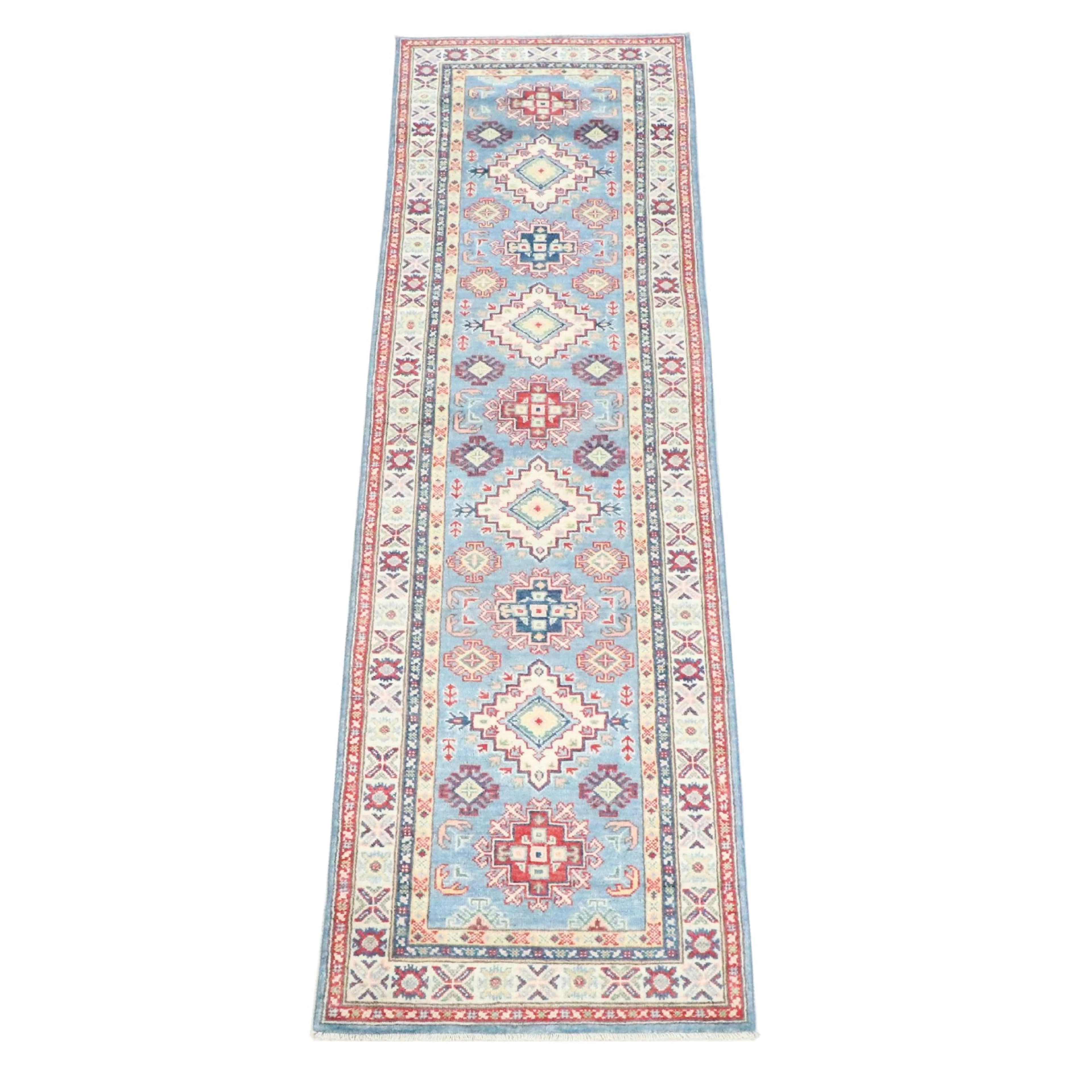 2'7 x 9'7 Hand-Knotted Afghan Kazak Carpet Runner