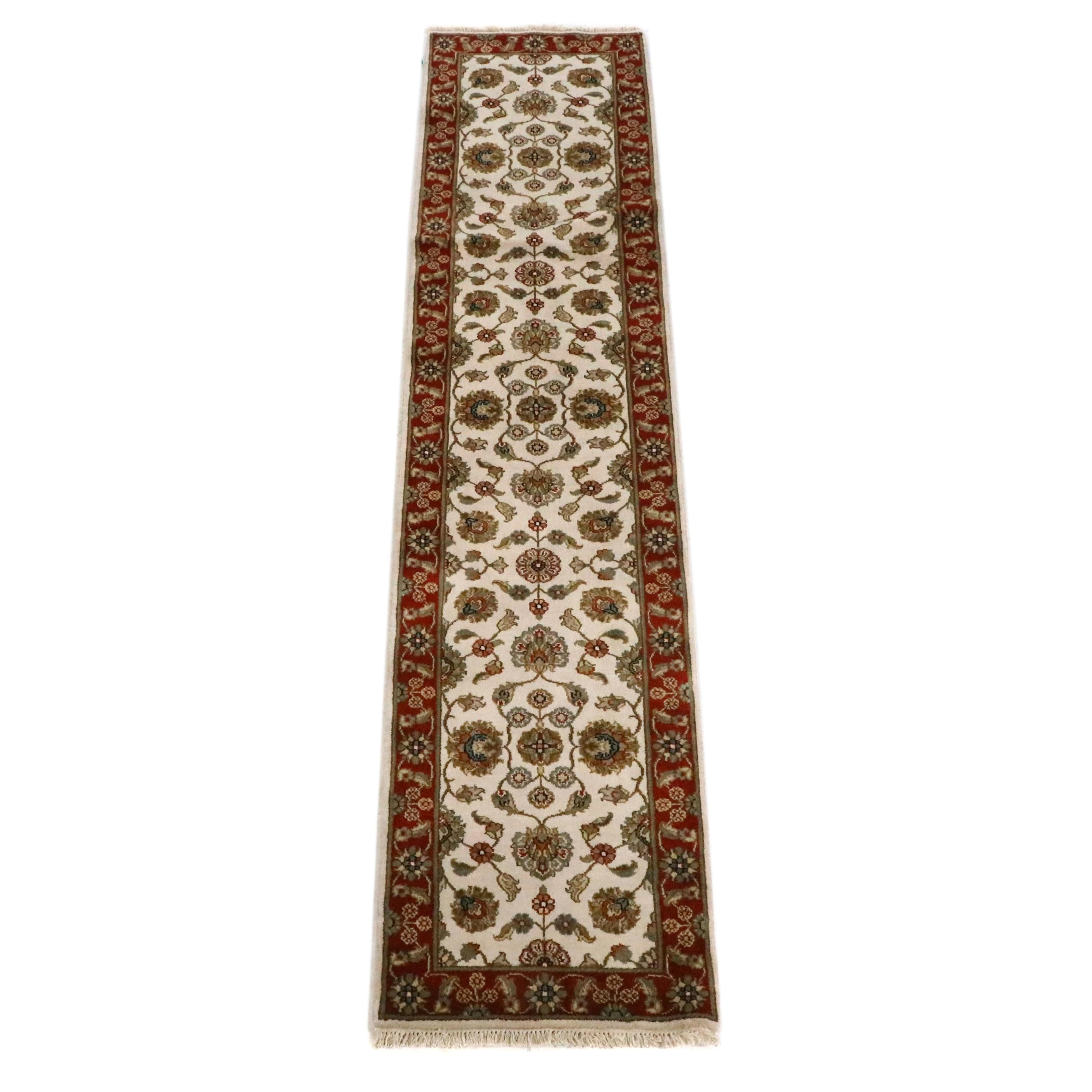 2'7 x 11'11 Hand-Knotted Indian Agra Carpet Runner