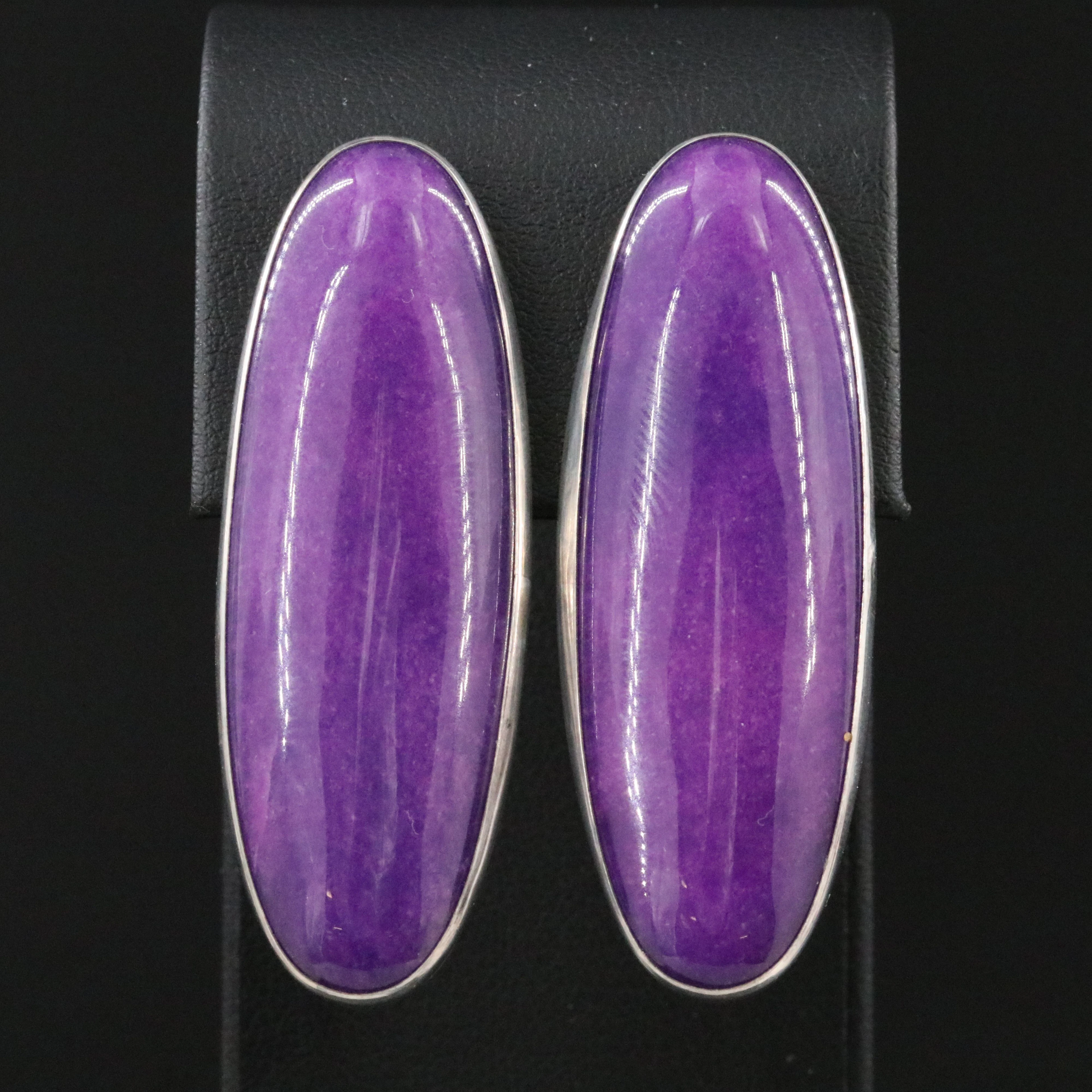 Sterling Sugilite Oval Drop Earrings