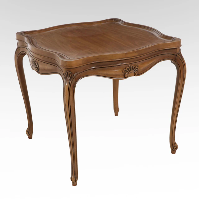 French Provincial Style Carved Cherry Side Table, Mid-20th Century