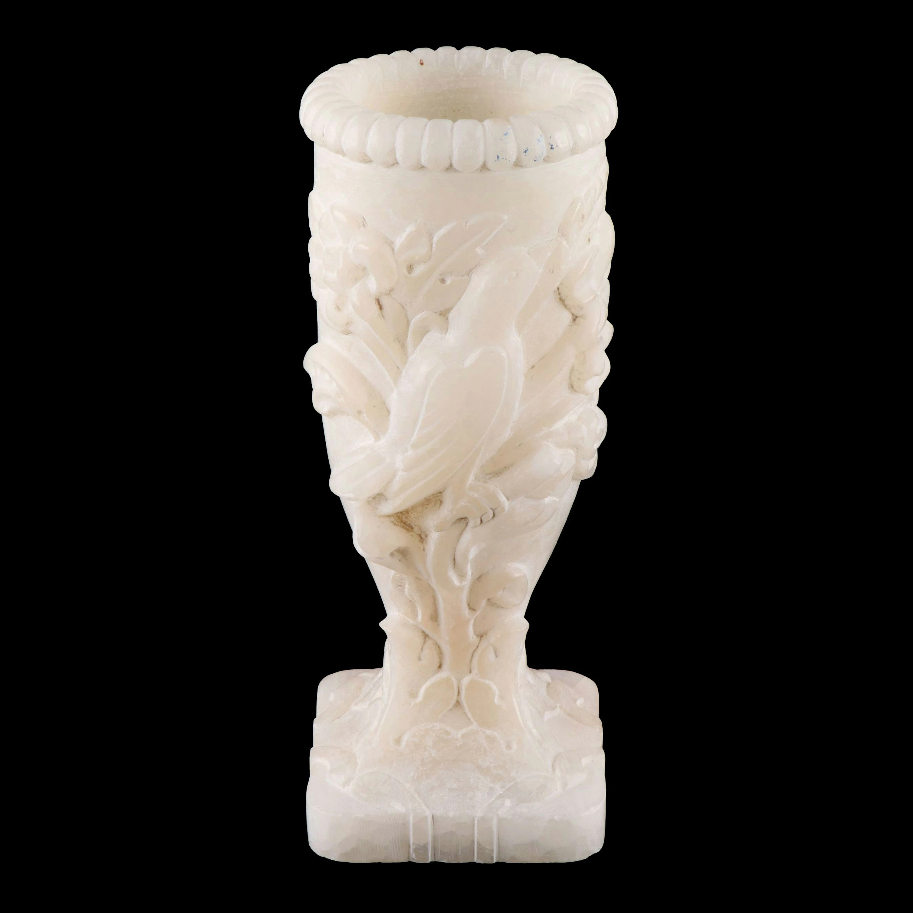 Victorian Style Carved Alabaster Vase, Early to Mid-20th Century