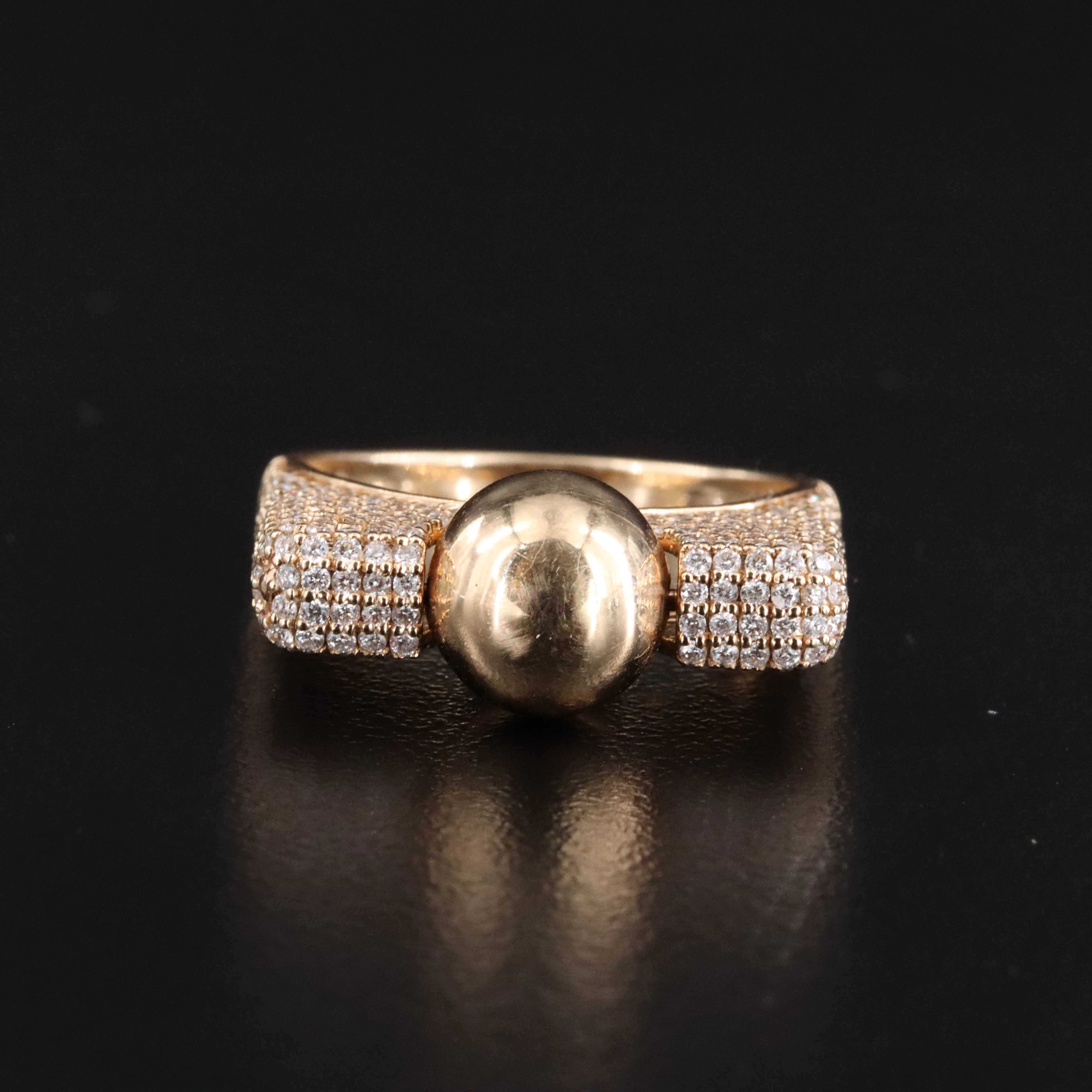 14K 1.05 CTW Diamond Ring with Bead Spinner Attributed to Patricia Marie