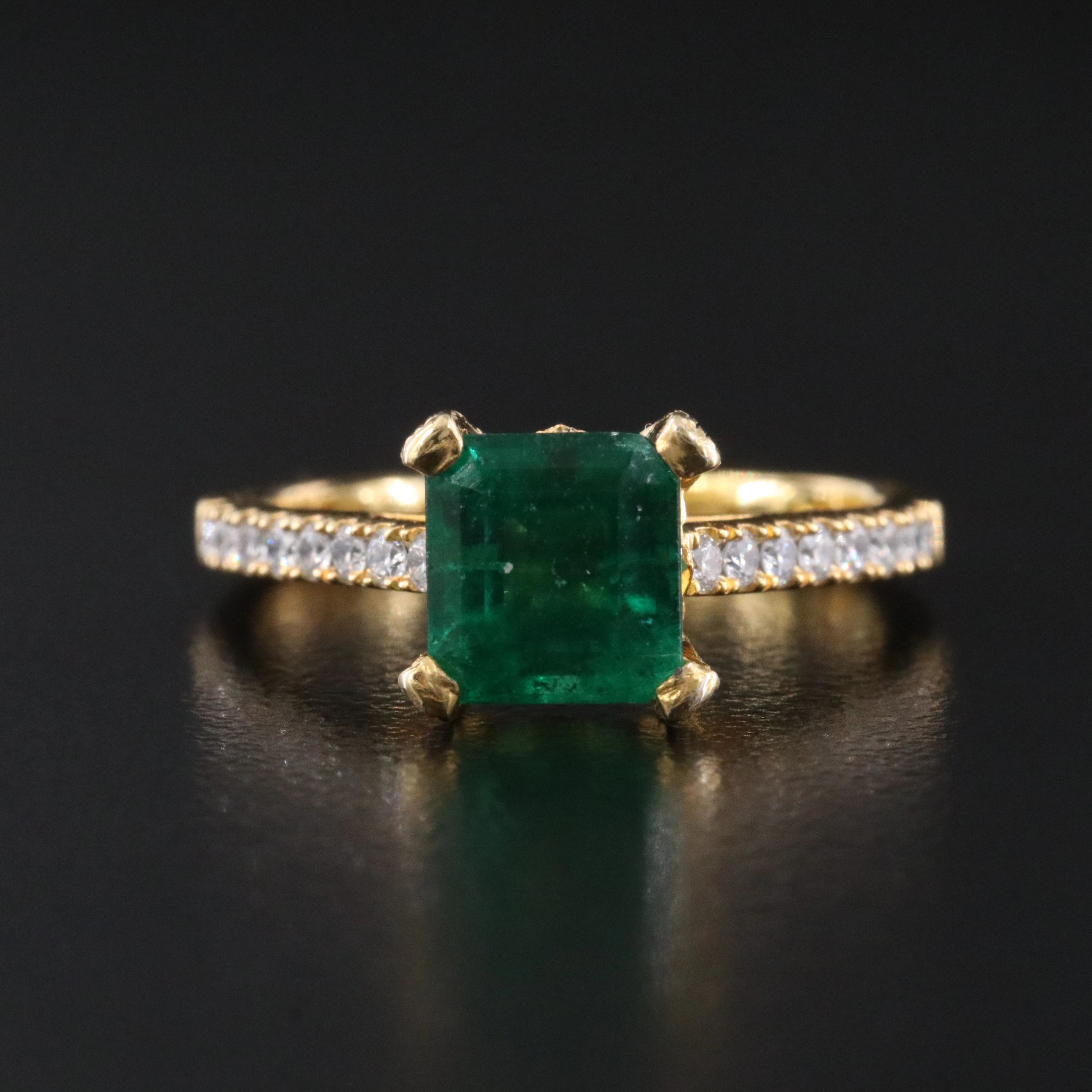 Platinum 1.43 CT Emerald and Diamond Ring
