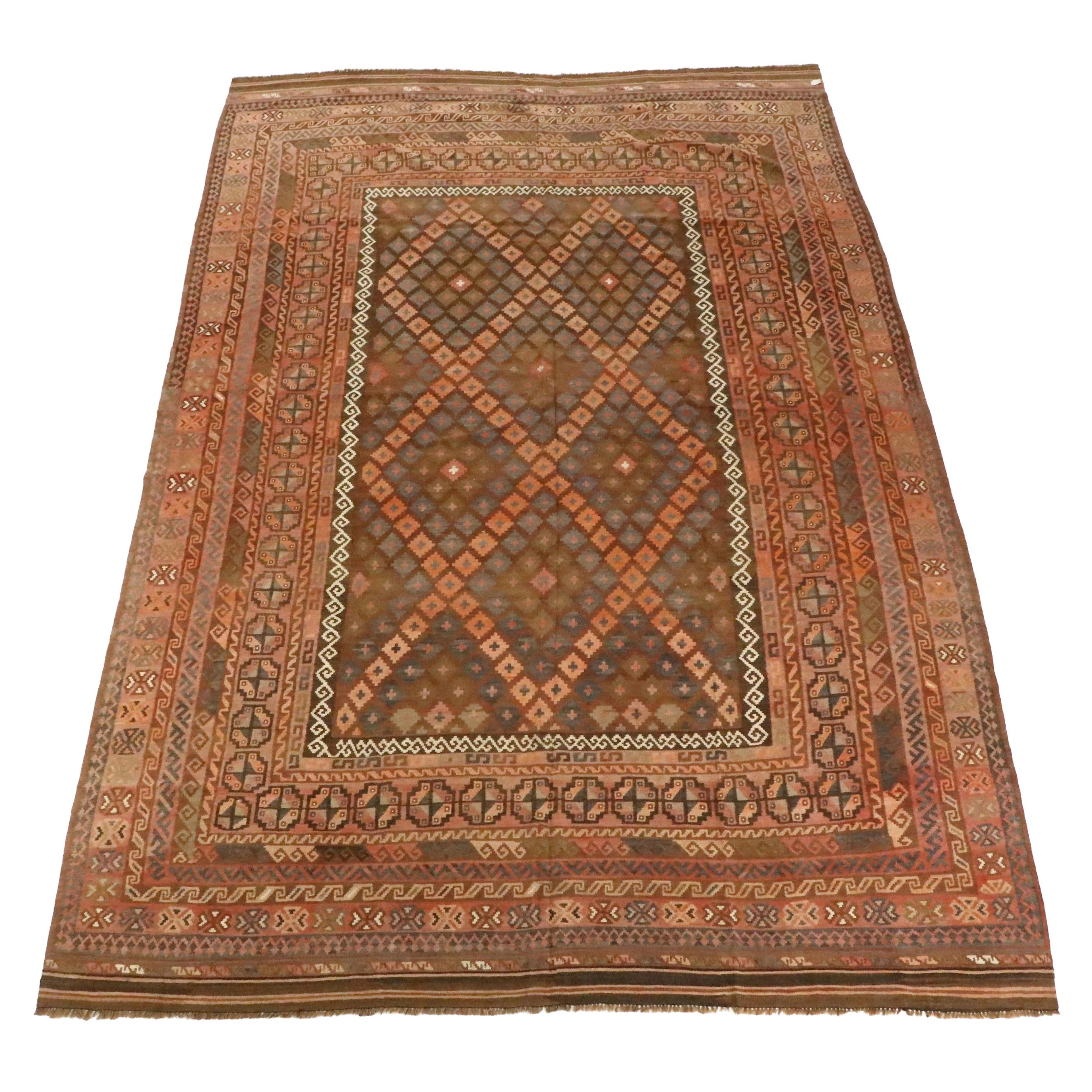 8'10 x 13'4 Handwoven Afghan Kilim Room-Sized Rug