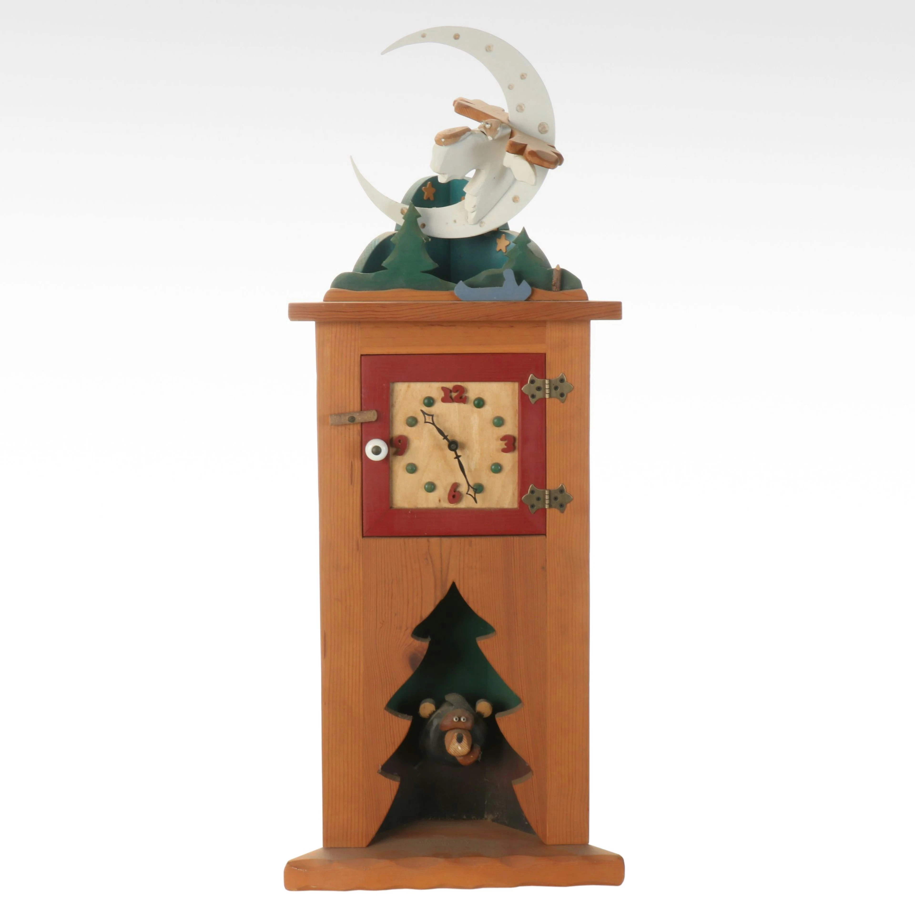 CooCoo Canoe Company Folk Art Wooden Corner Wall Clock