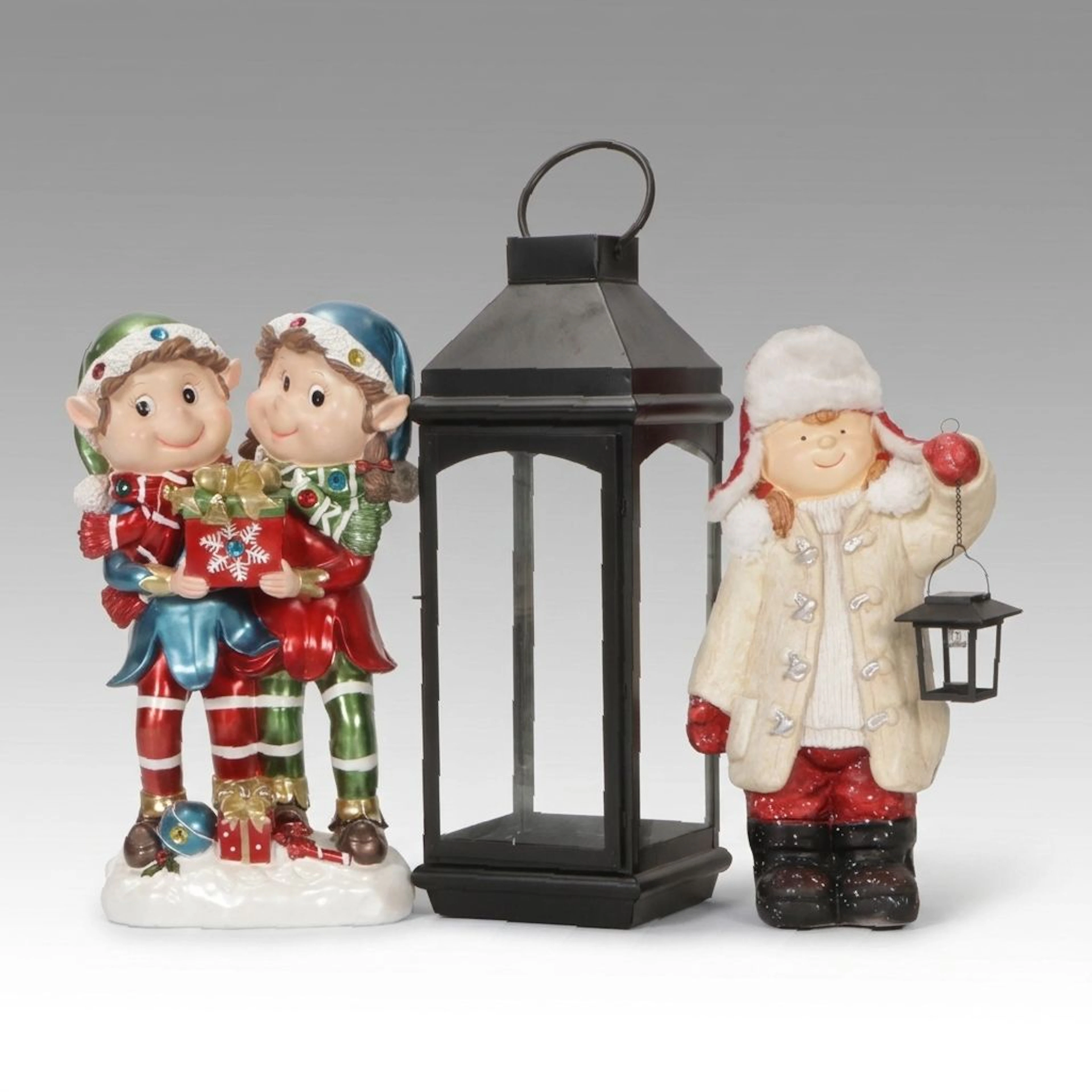 Santa's Elves, Christmas Winter Child, and Lantern Decorations