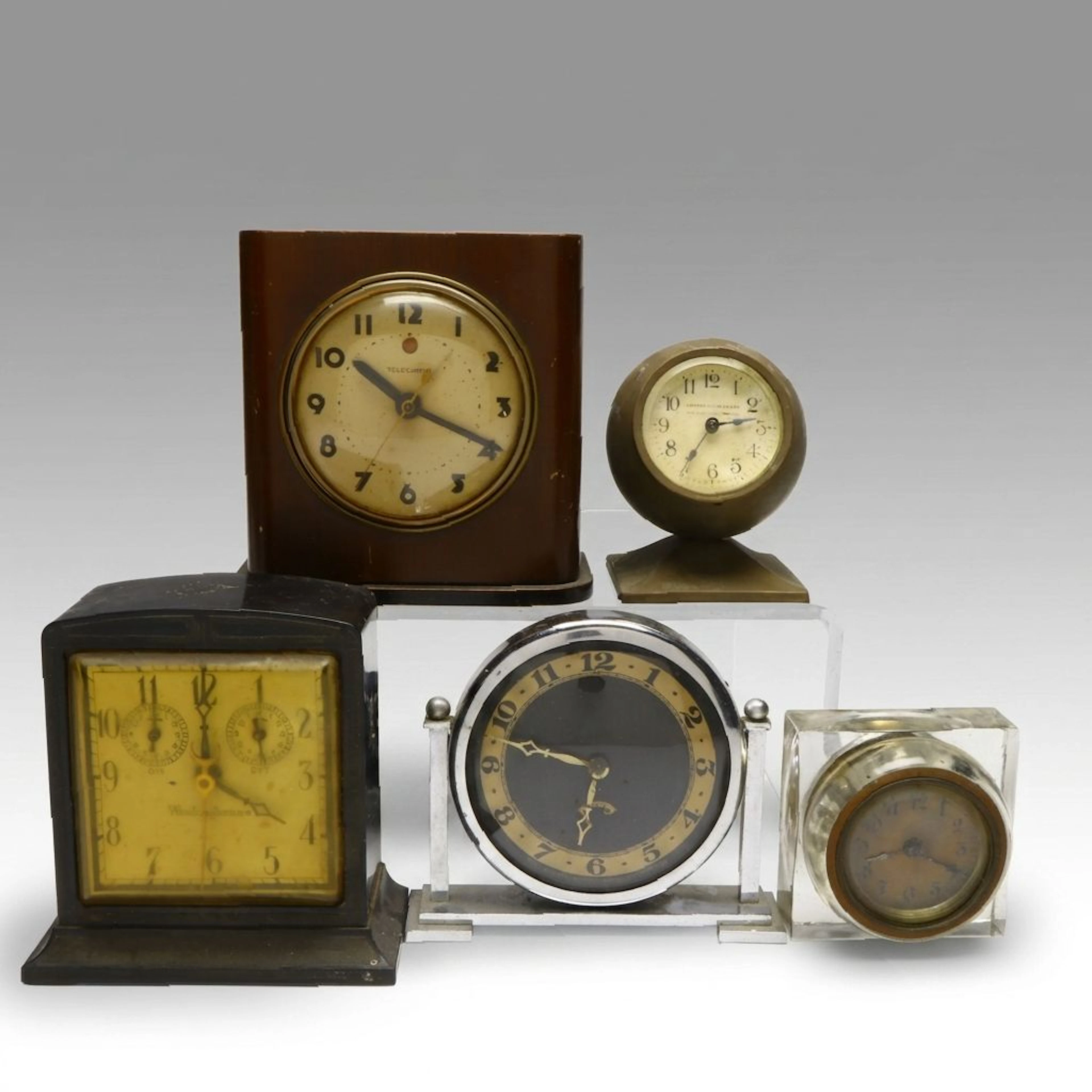 Westinghouse Art Deco Alarm Clock with Other Vintage Clocks