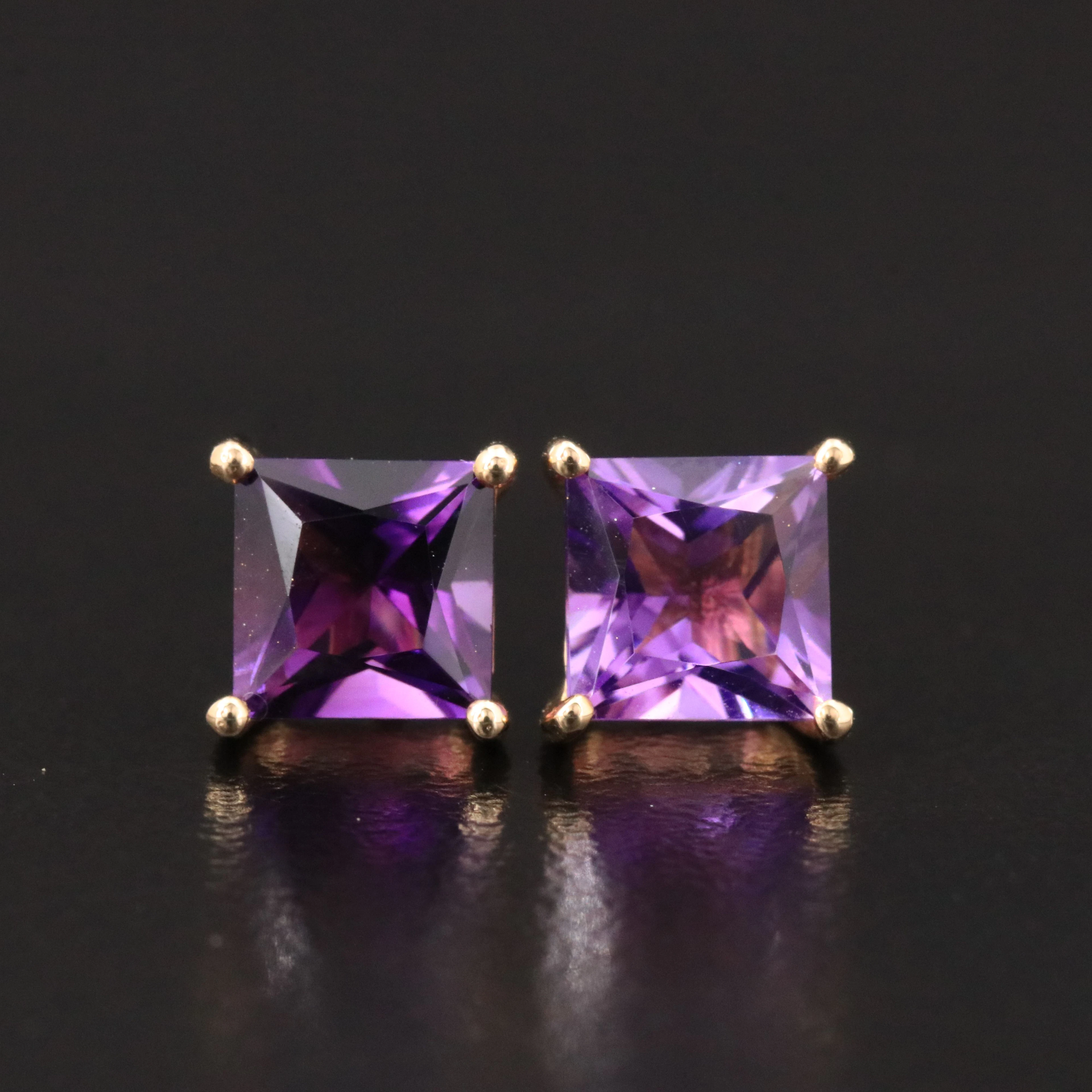 14K Amethyst Stud Earrings