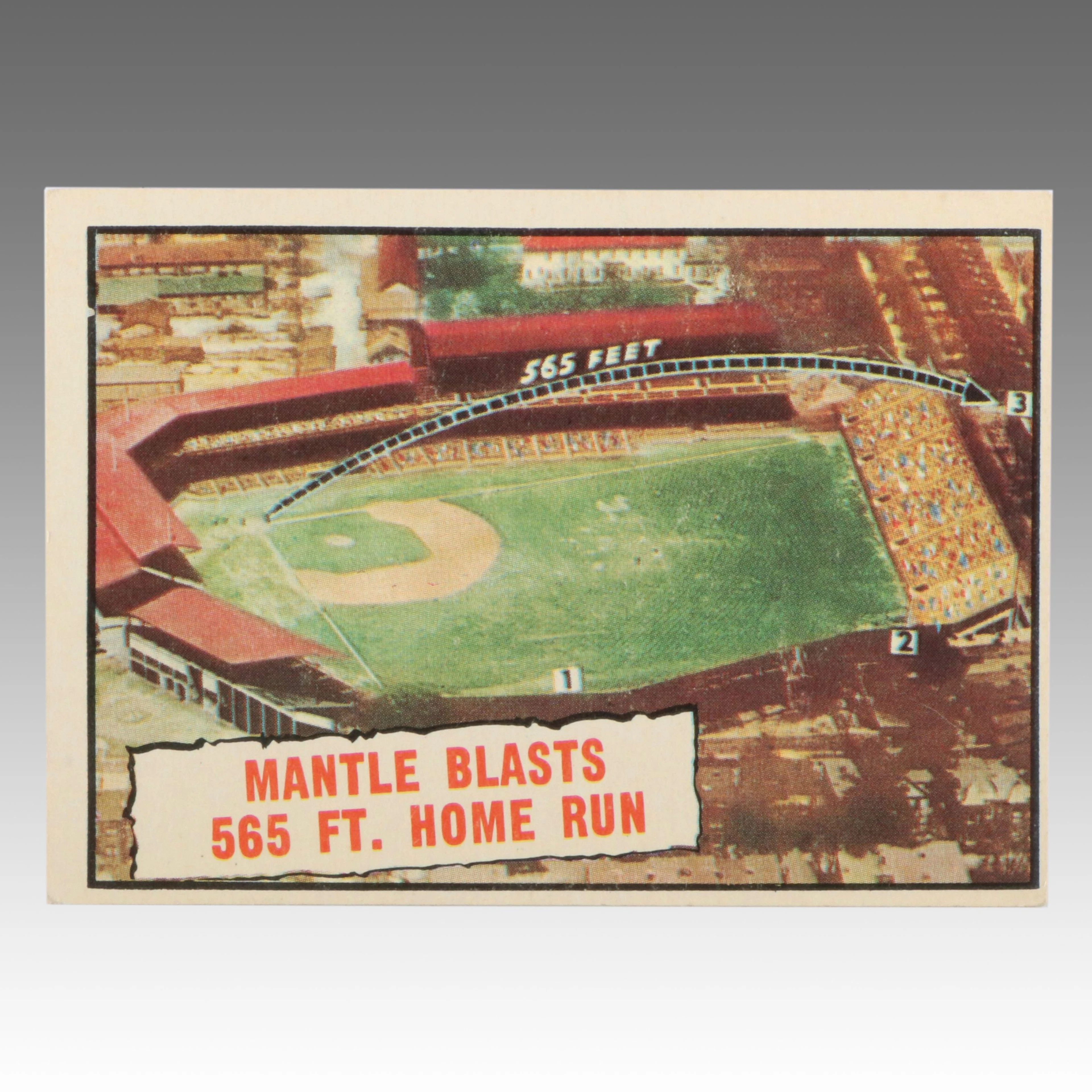 1961 Topps Mickey Mantle Baseball Thrills Card