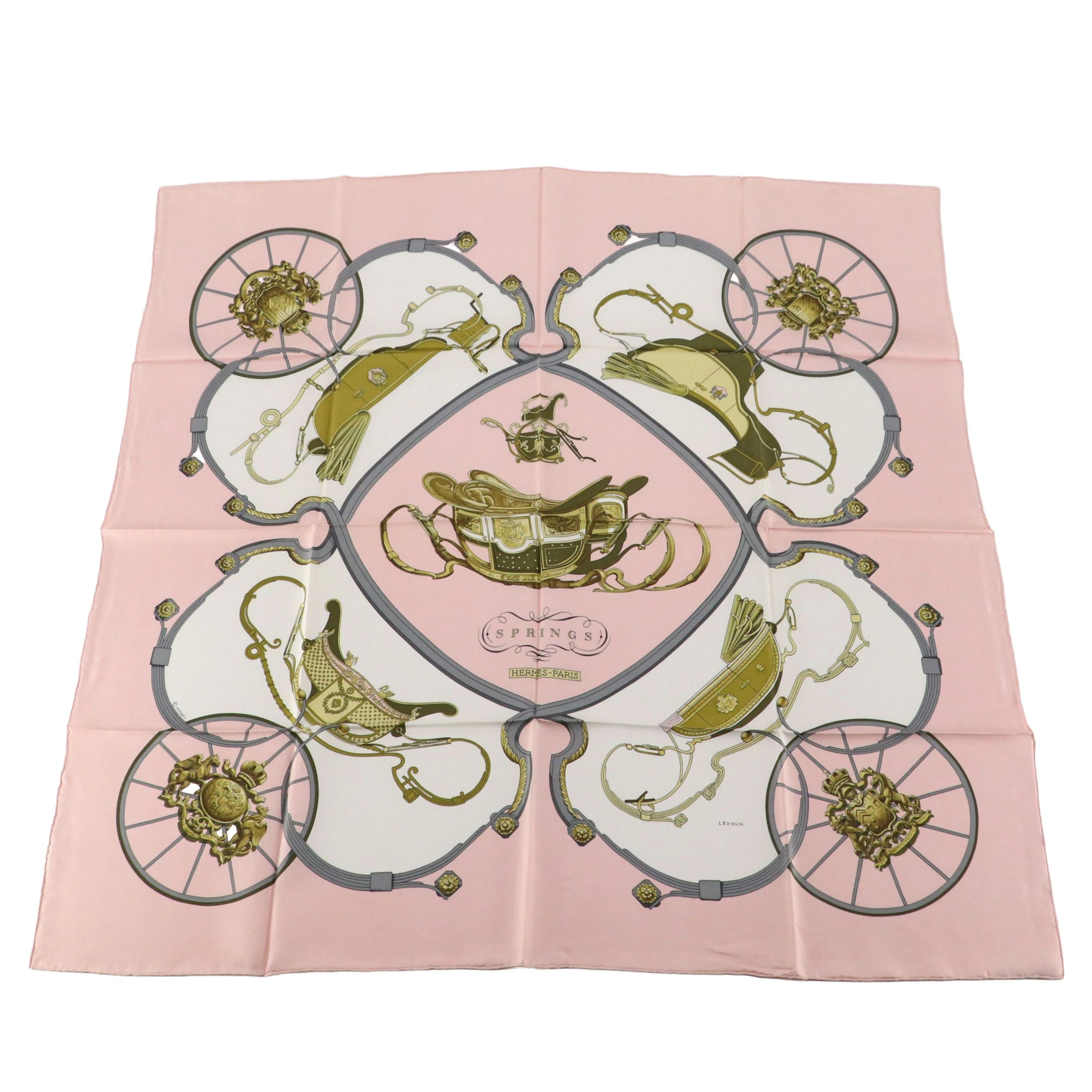 Hermès "Springs" Scarf 90 in Silk Twill with Retail Sleeve