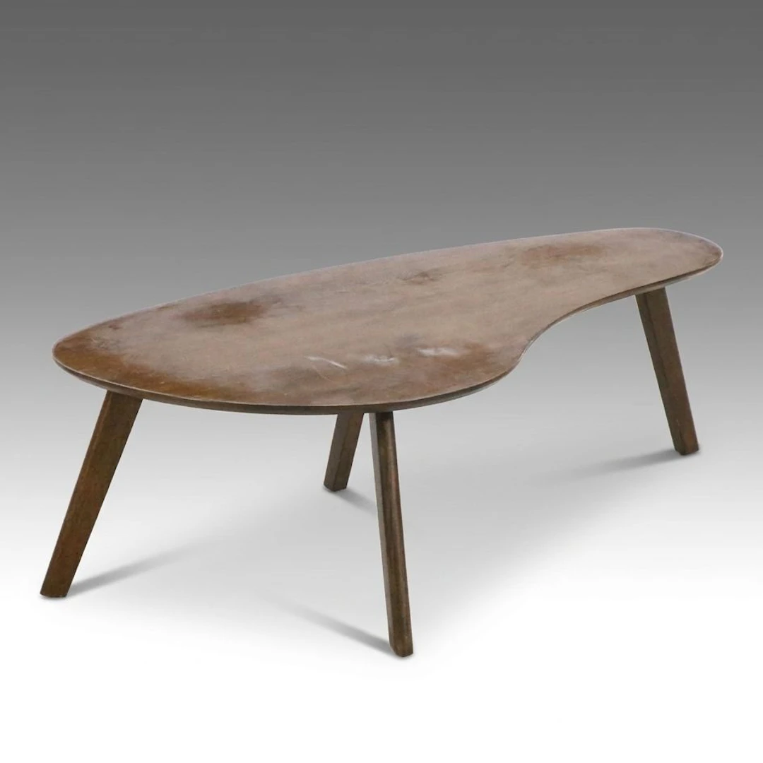Mid Century Modern Kidney-Shaped Walnut Coffee Table