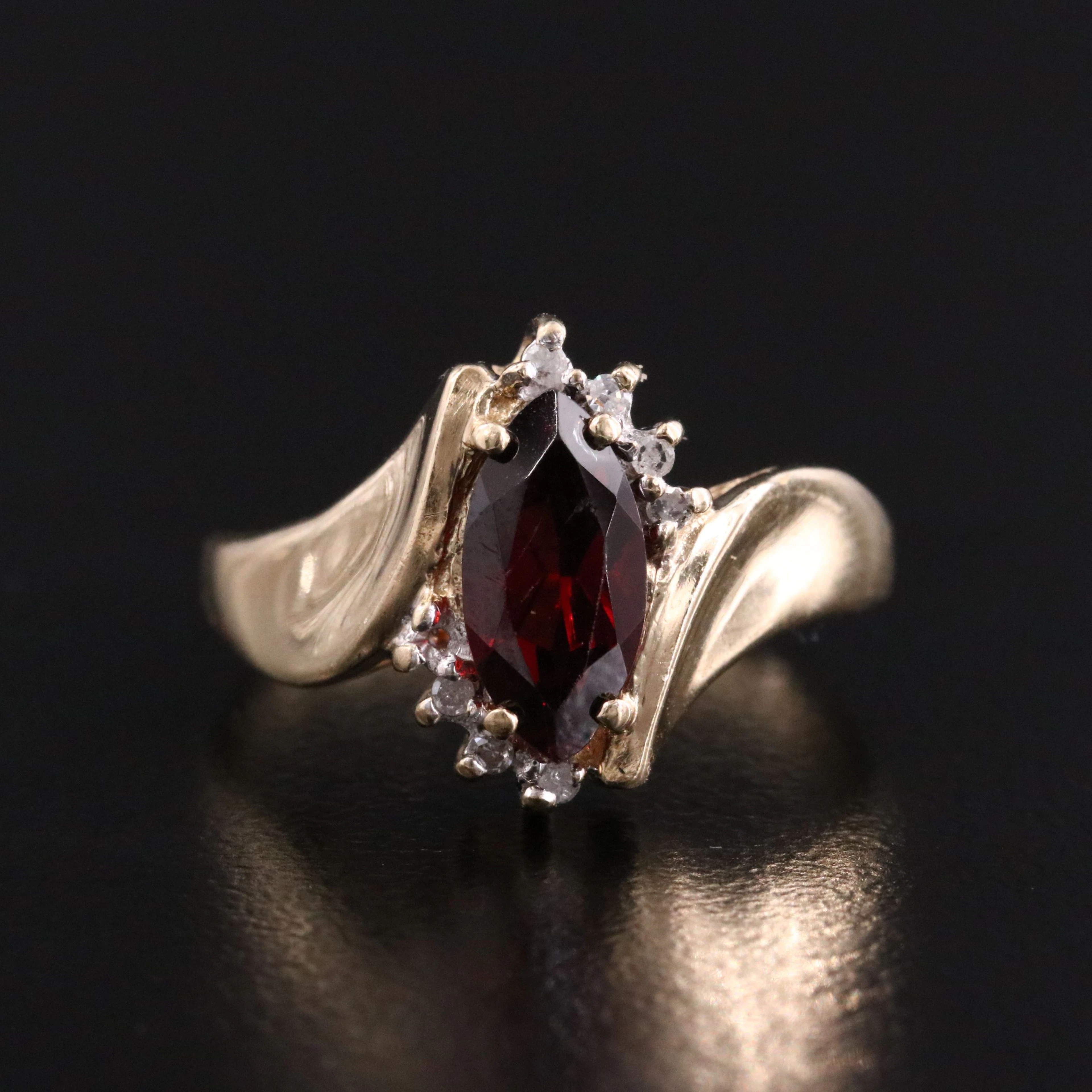 10K Garnet and Diamond Ring