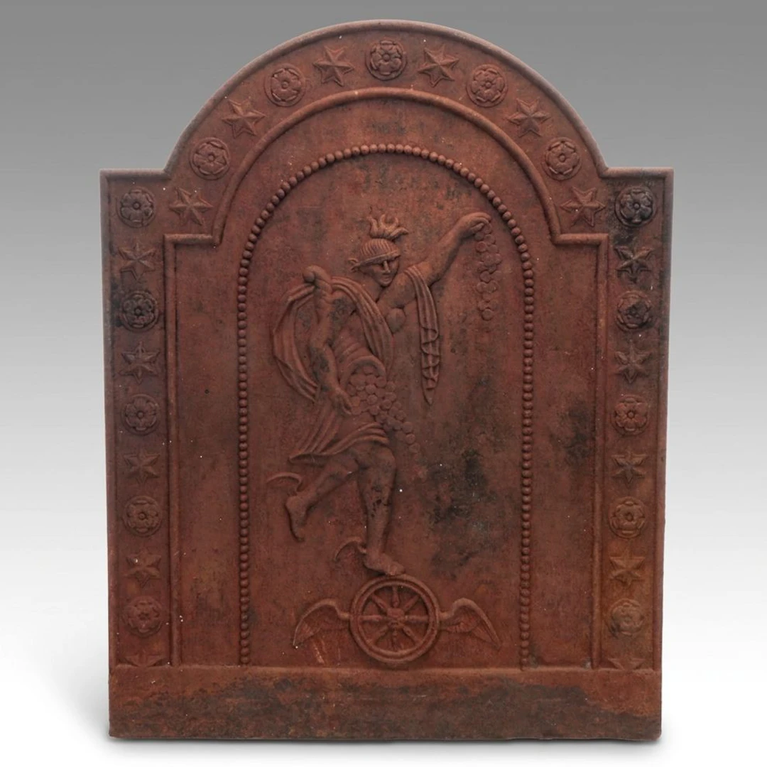 Neoclassical Relief of Fortuna Metal Fireplace Fireback