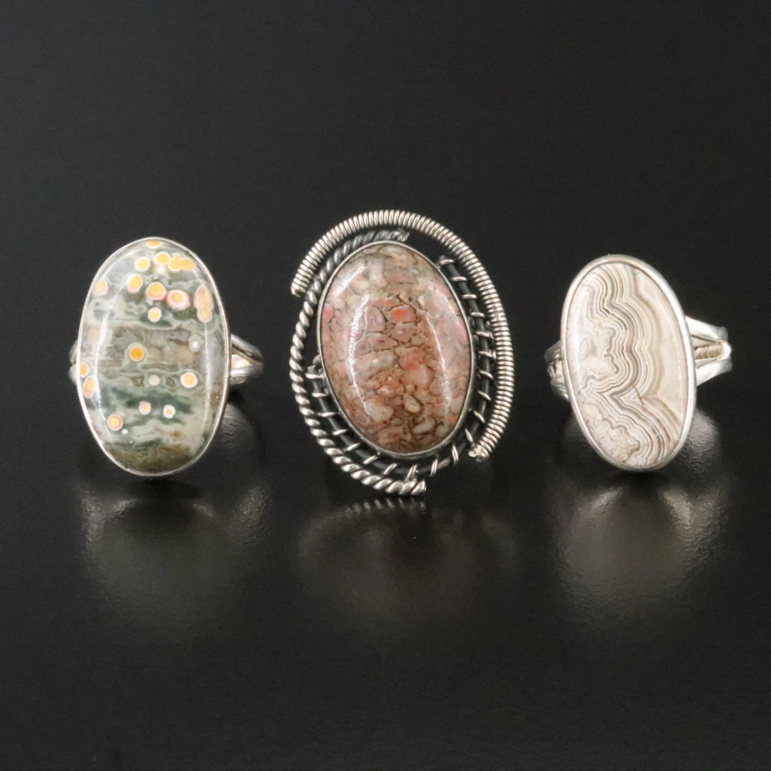 Sterling Agate Ring Collection