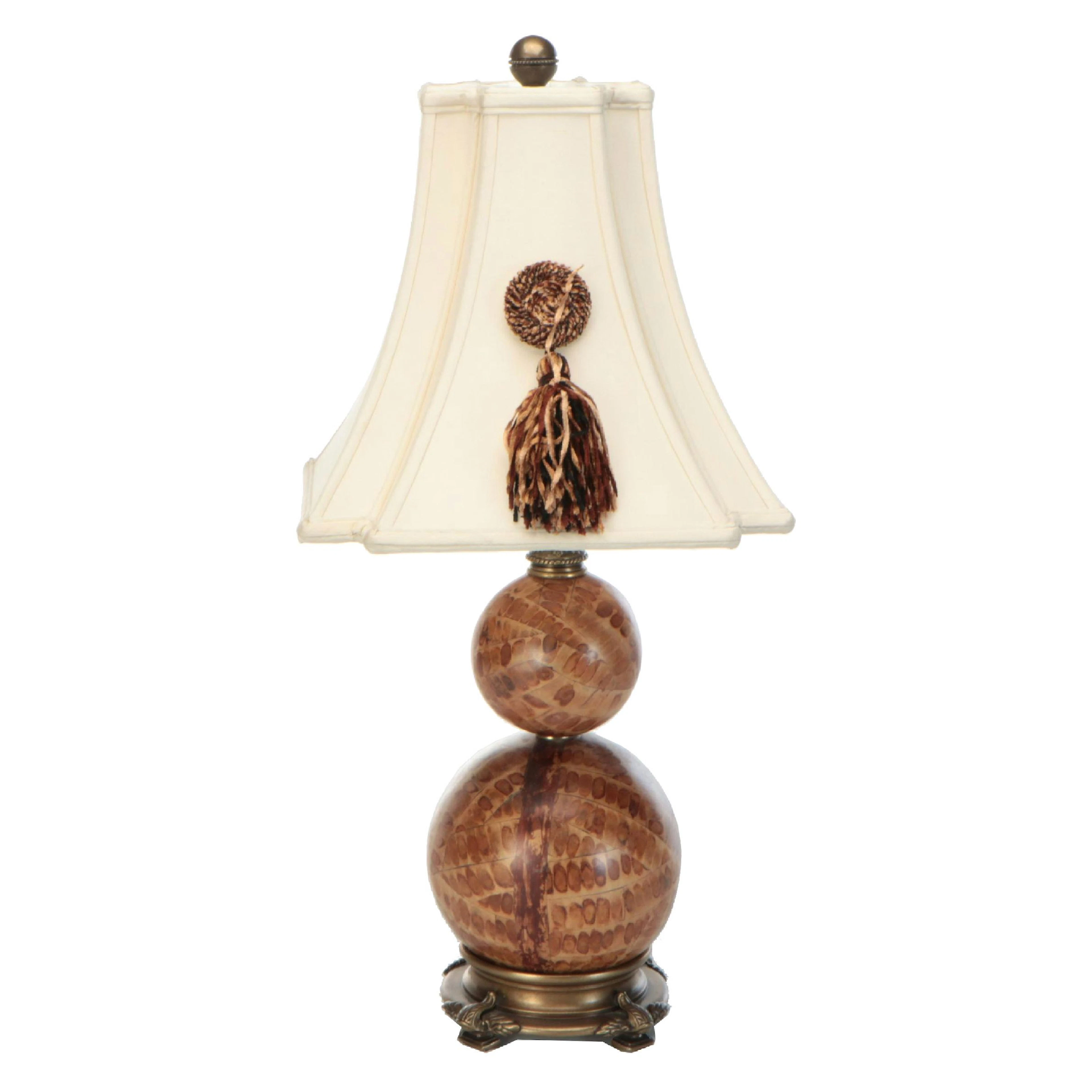 John Richard Lighting Orb Footed Table Lamp with Tassel Silk Shade