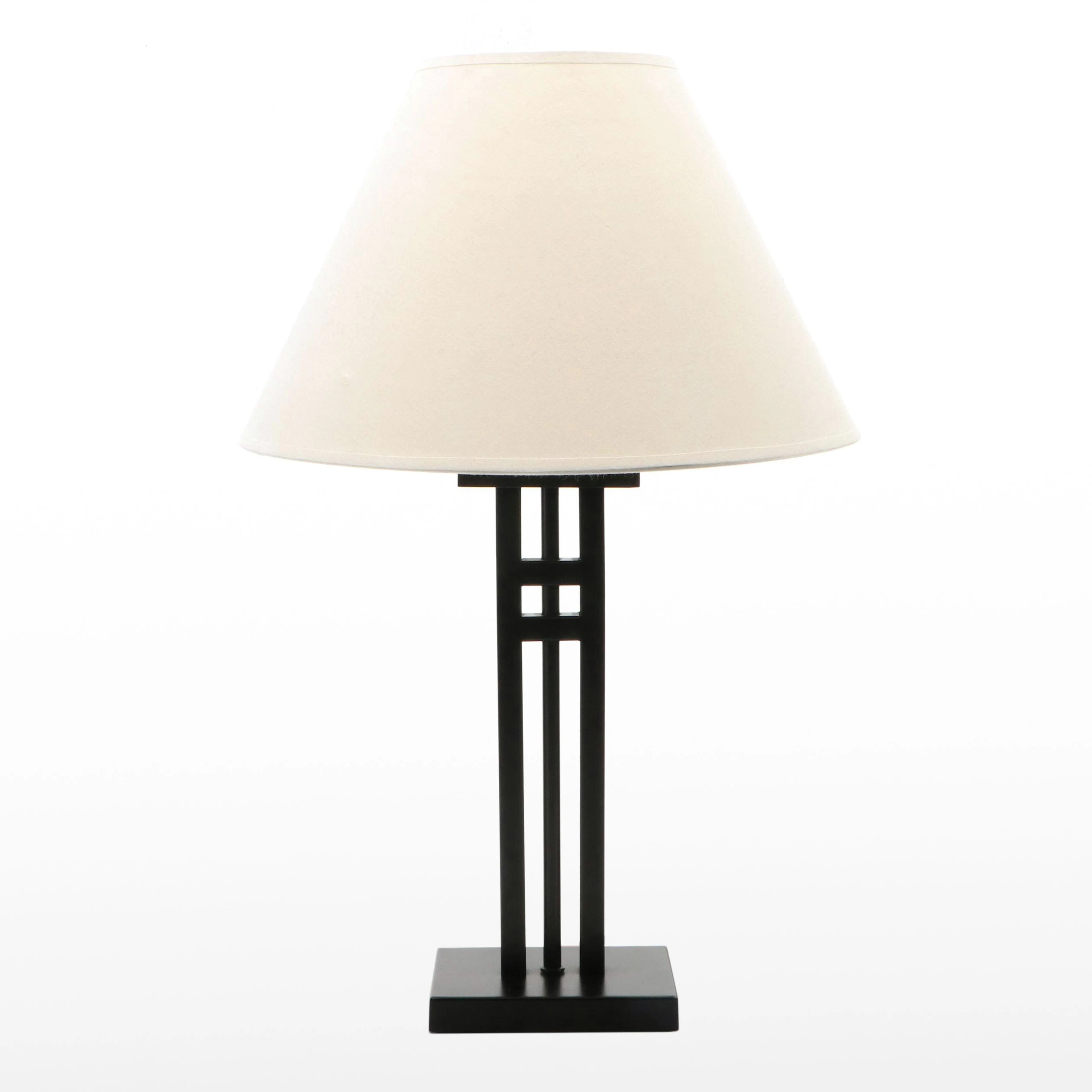 Hampton Bay Mission Style Black Metal Lamp with Cotton Shade, 2009