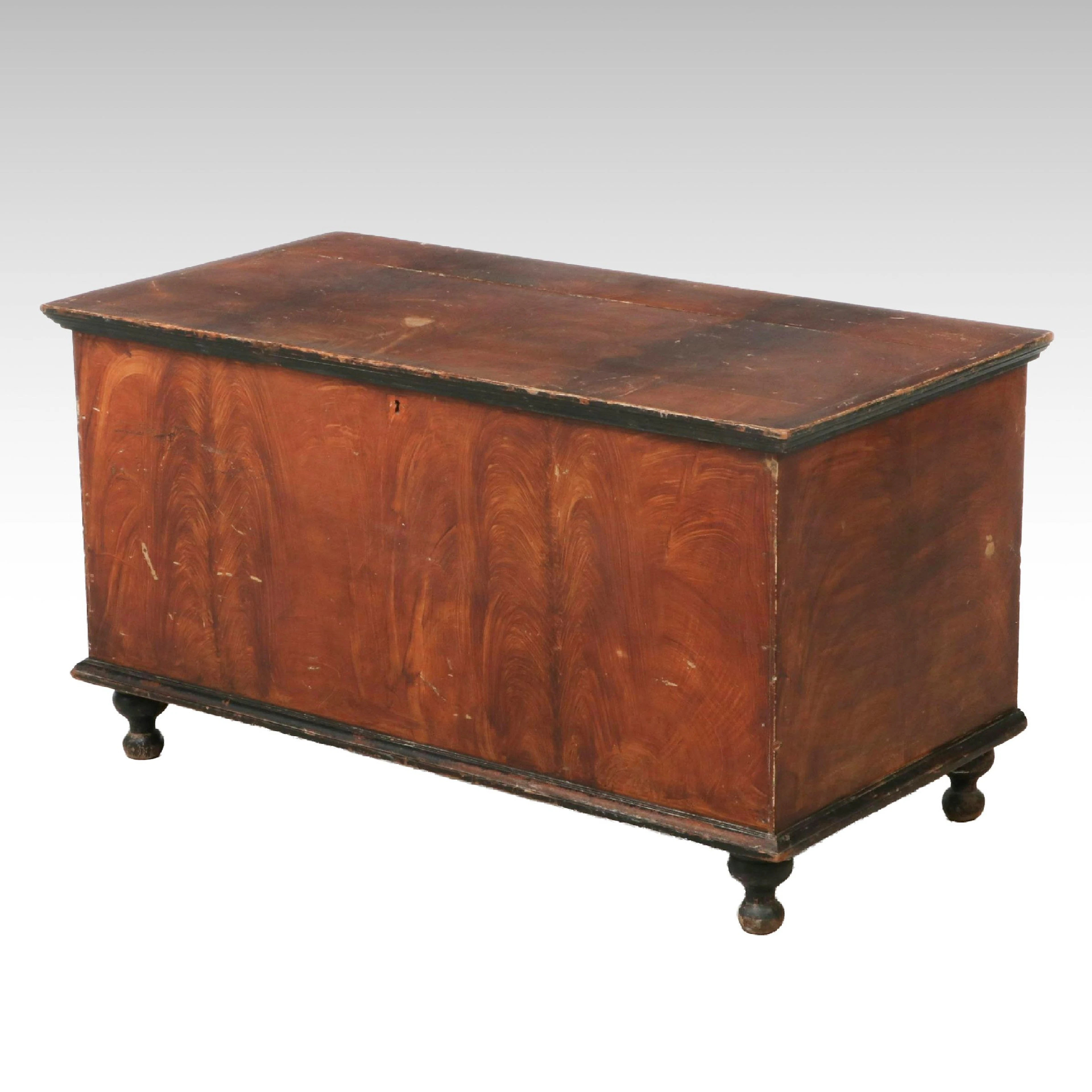 American Primitive Grain-Painted Poplar Blanket Chest, Late 19th Century