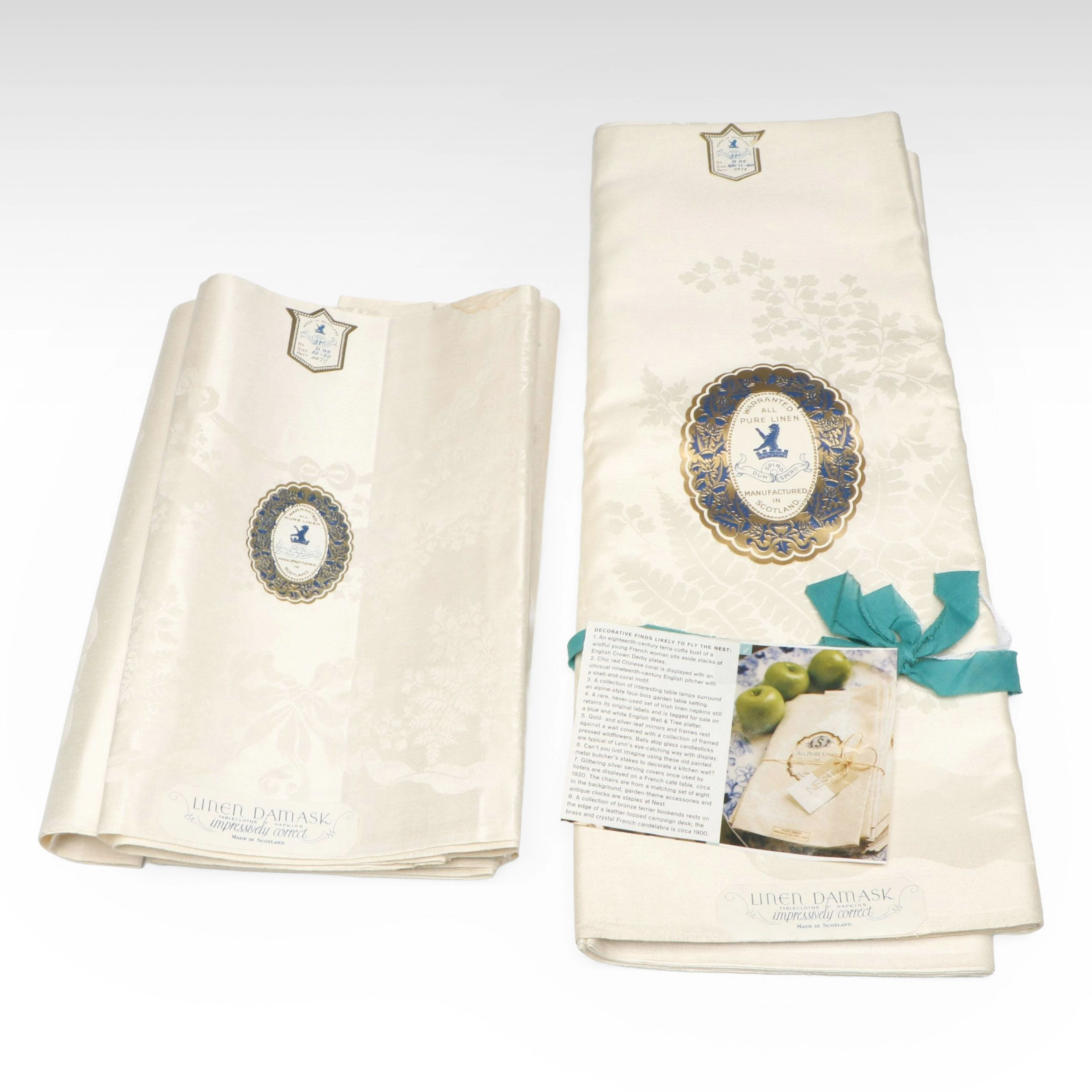 Spiro Scottish Linen Damask Tablecloth and Napkins