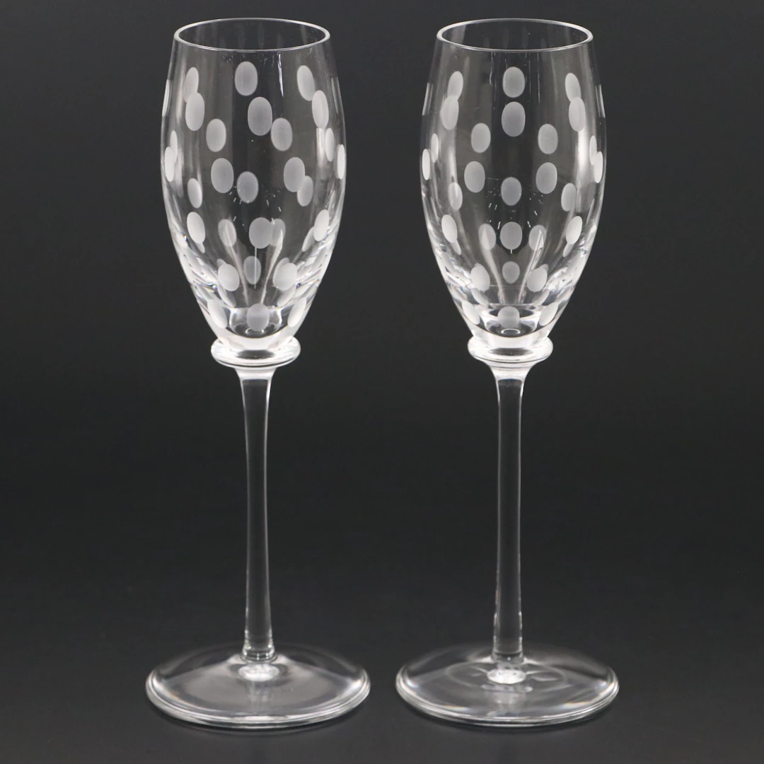 Hermès "Fanfare" Crystal Champagne Flutes, Late 20th/Early 21st Century