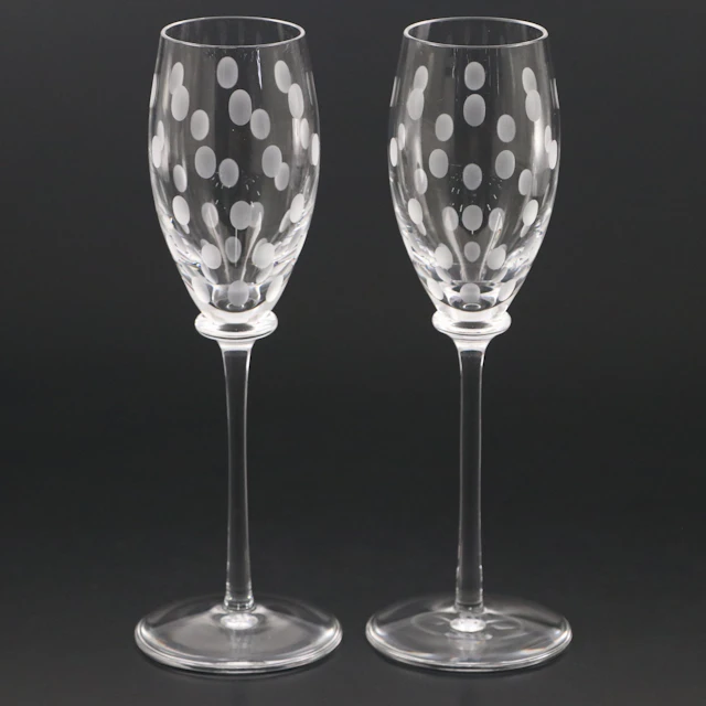 Hermès "Fanfare" Crystal Champagne Flutes, Late 20th/Early 21st Century