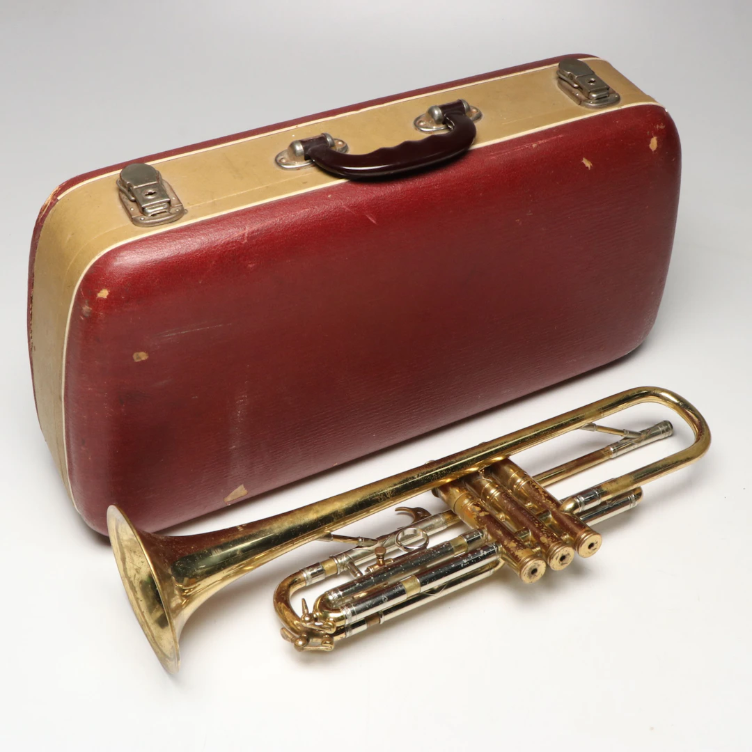 Antoine Courtois Trumpet with Mother-of-Pearl Buttons, Early 20th C.