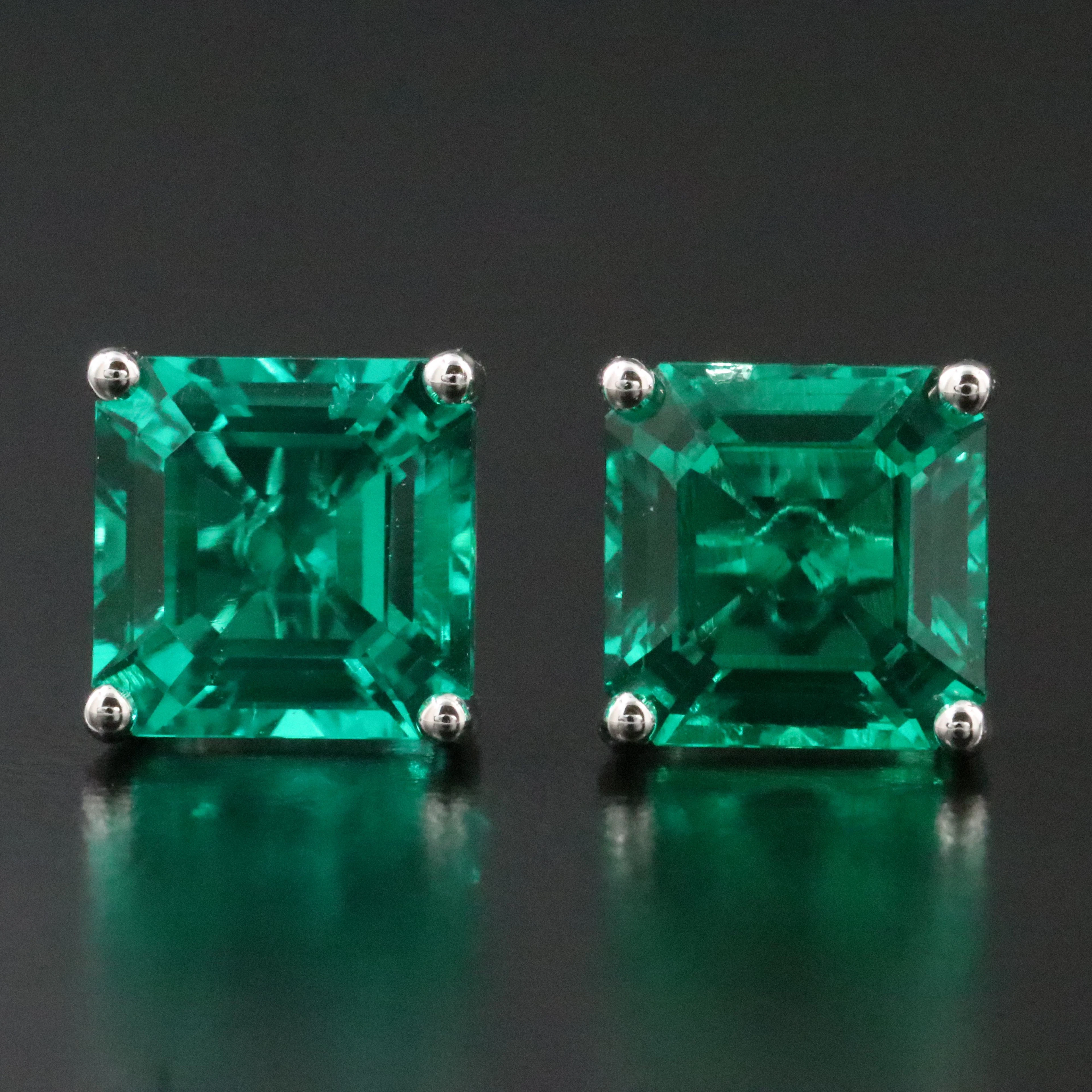 14K 6.55 CTW Emerald Stud Earrings
