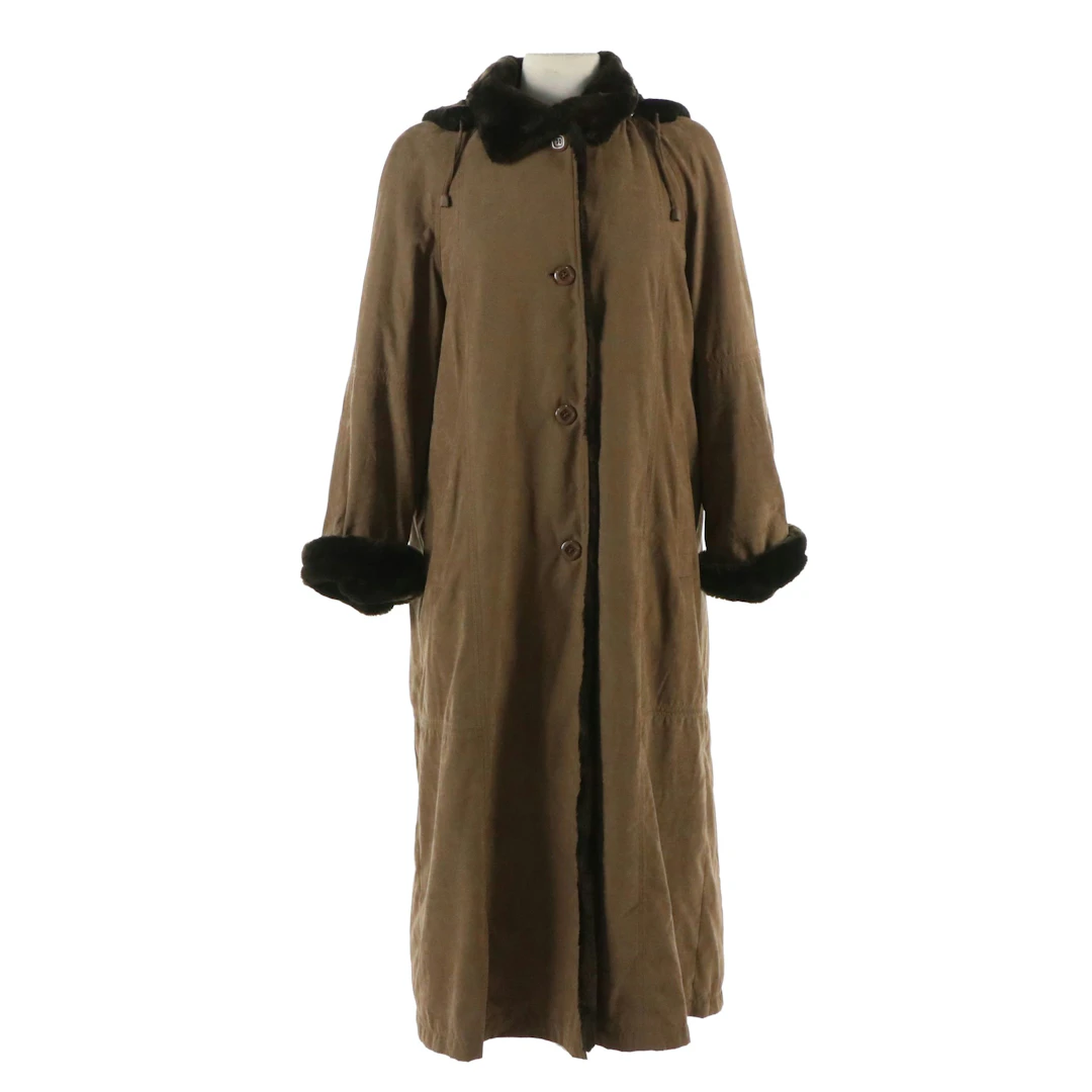 Donna Salyers Fabulous Furs Microfiber and Faux Fur Coat with Detachable Hood