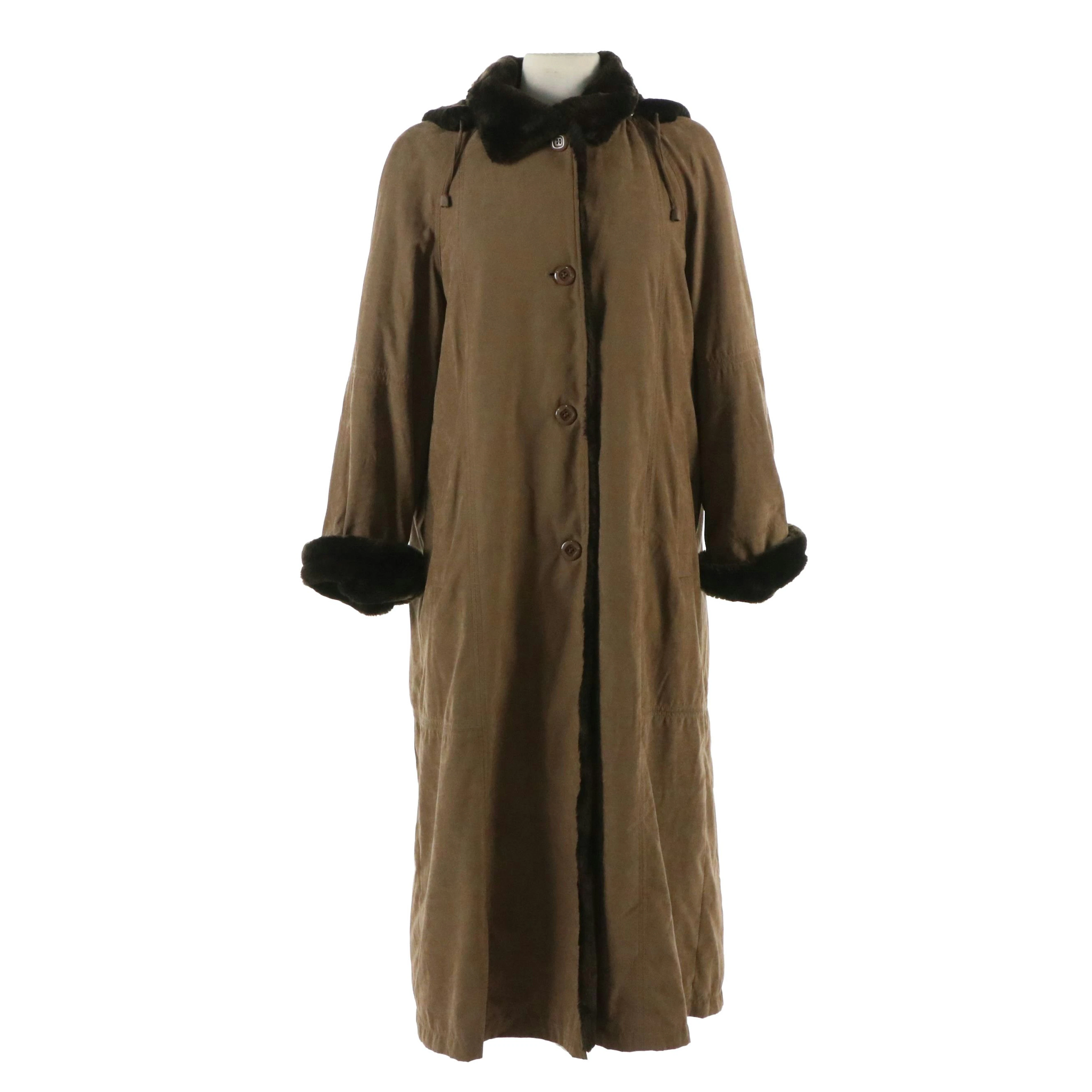 Donna Salyers Fabulous Furs Microfiber and Faux Fur Coat with Detachable Hood