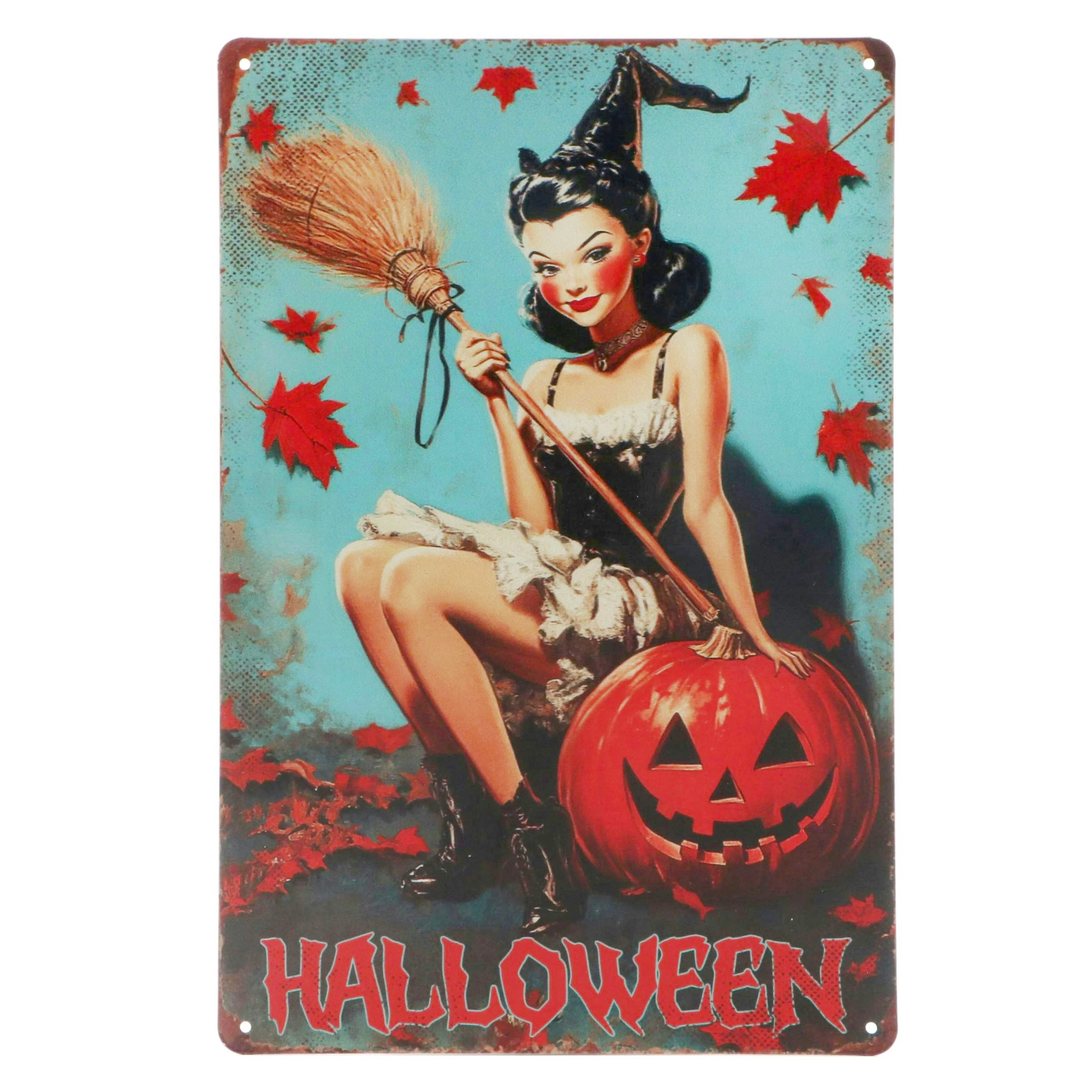 Halloween Cute Witch and Jack-o'-Lantern Transfer-Print Panel