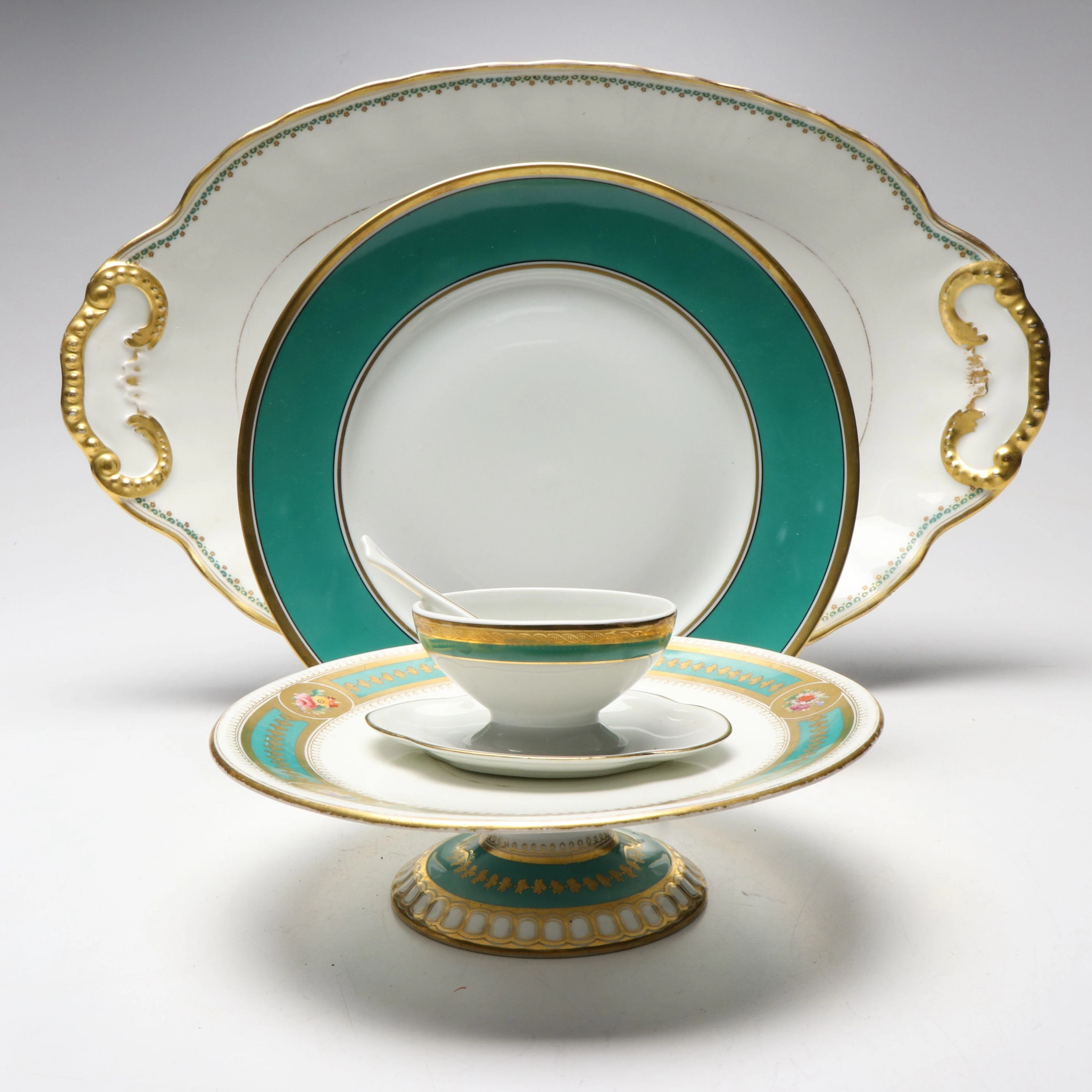 Richard Ginori "Palermo," Mustard Server and Plate with More Porcelain