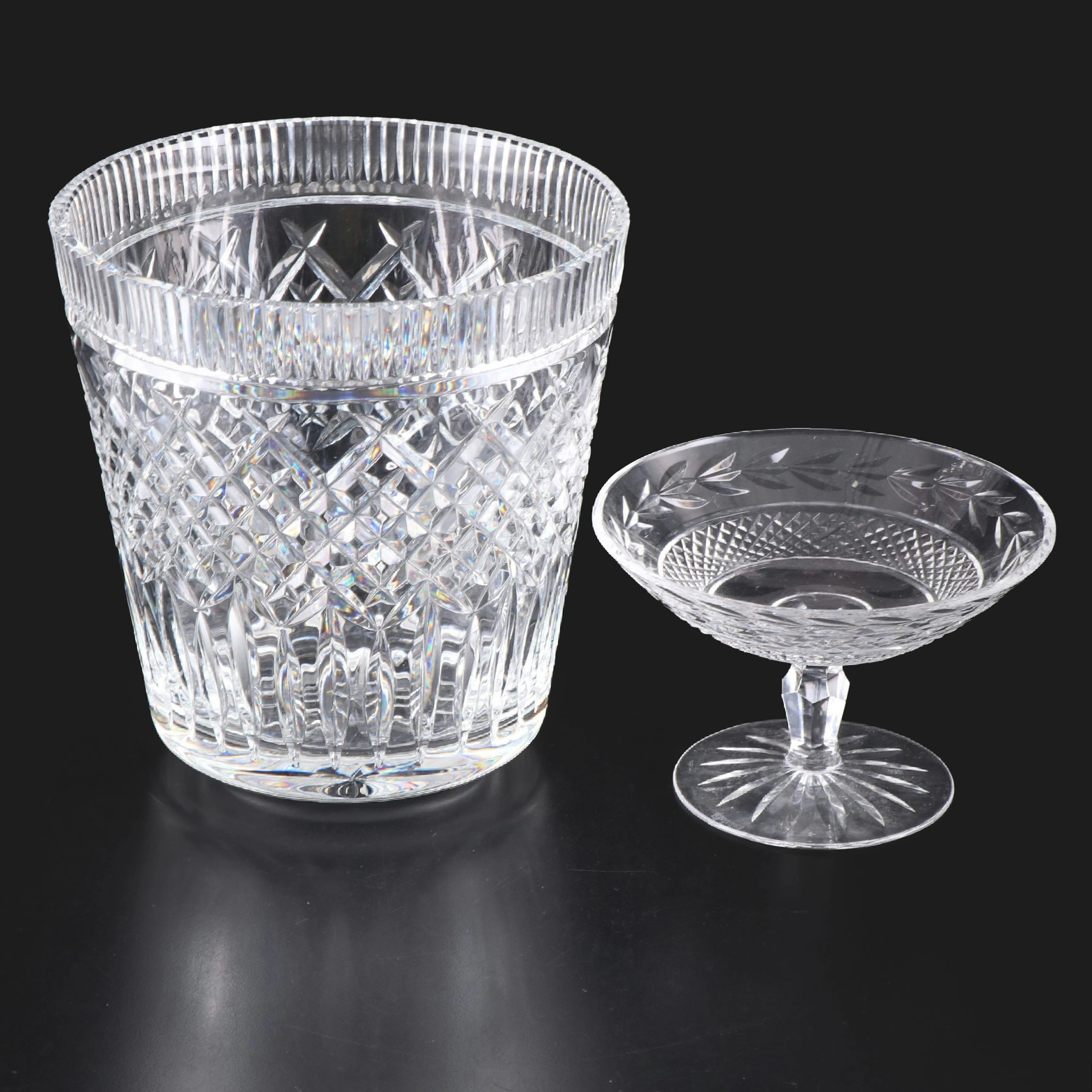 Waterford "Glandore" Crystal Compote and Crystal Ice Bucket
