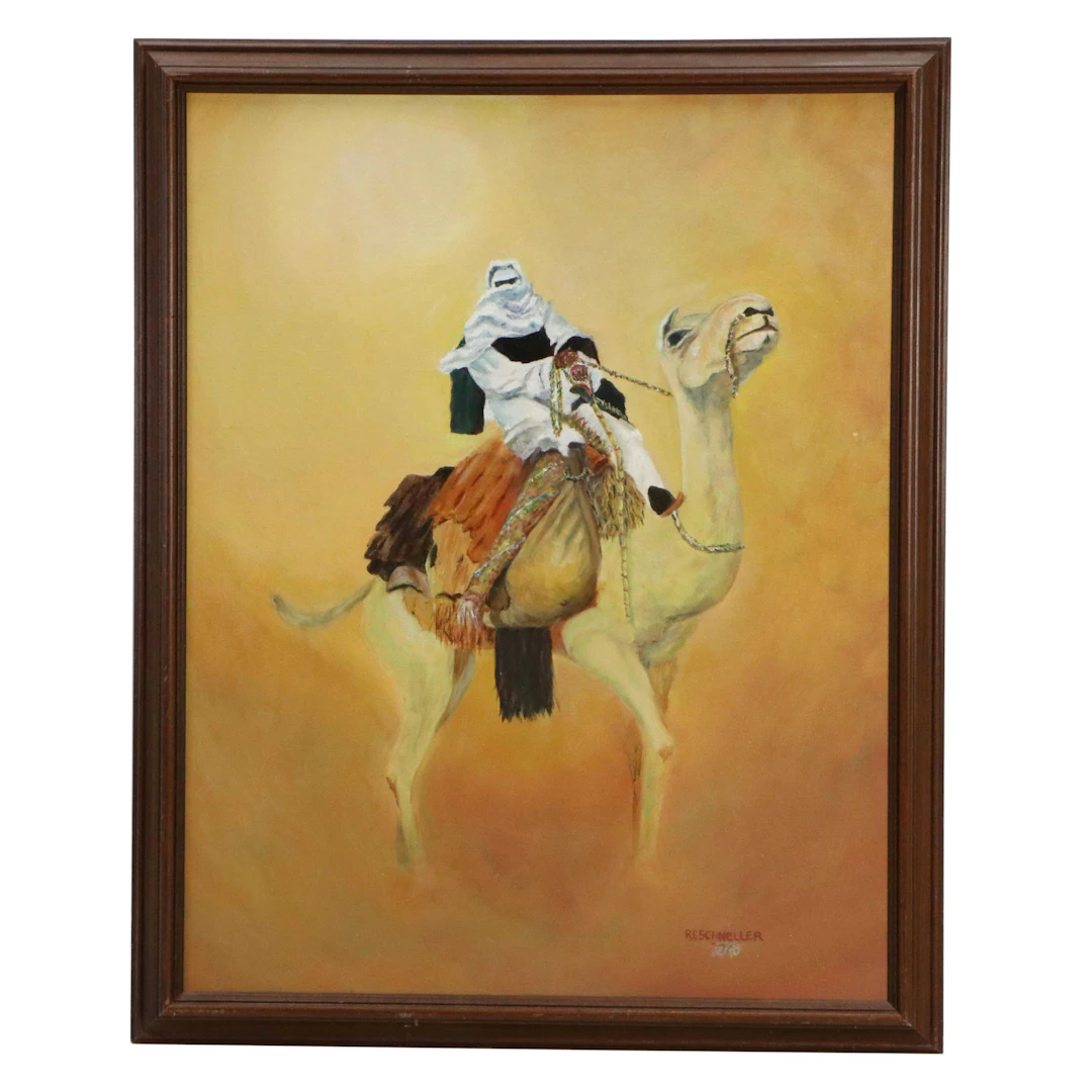 Rudolph Schneller Orientalist Style Oil Painting "Lawrence," 1976