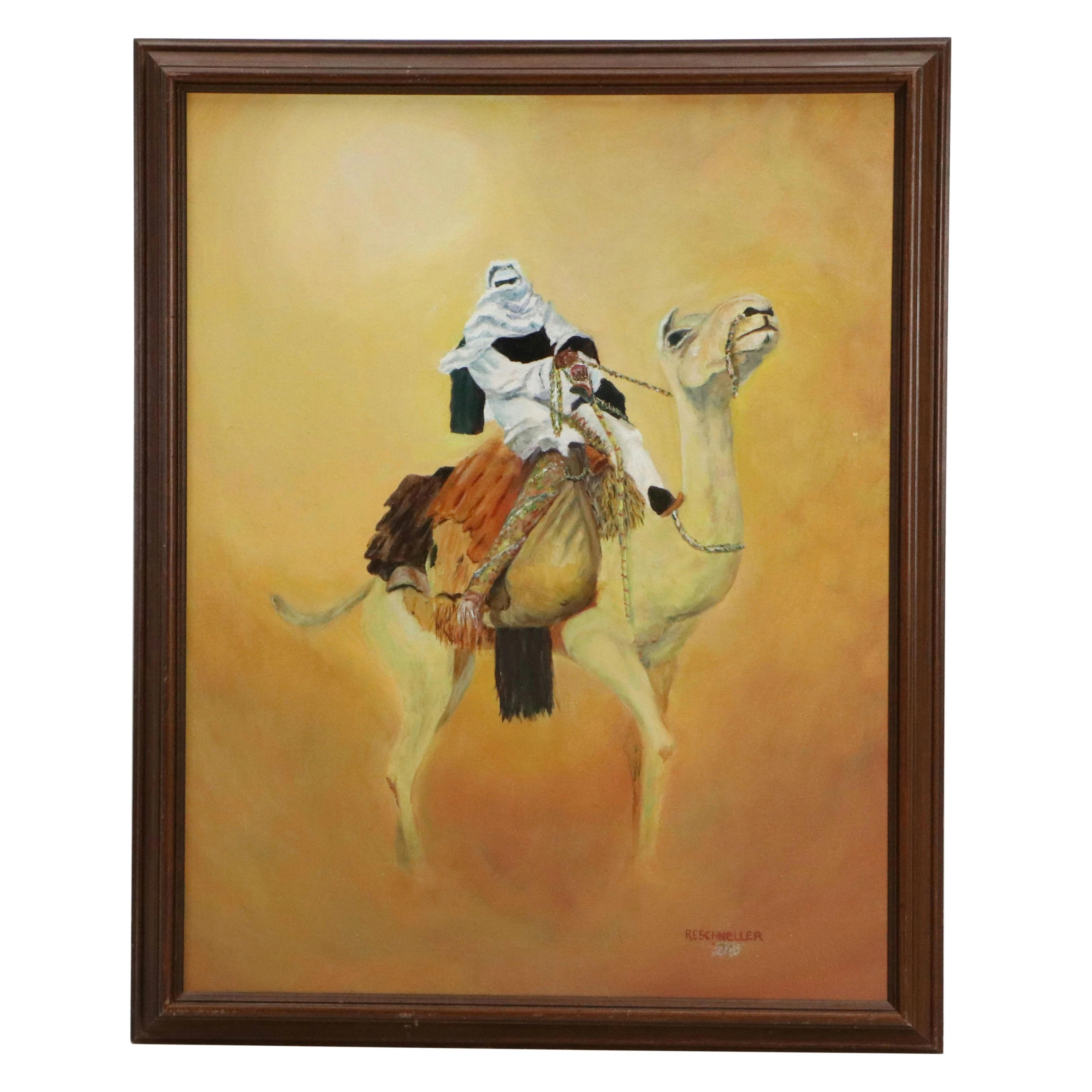 Rudolph Schneller Orientalist Style Oil Painting "Lawrence," 1976