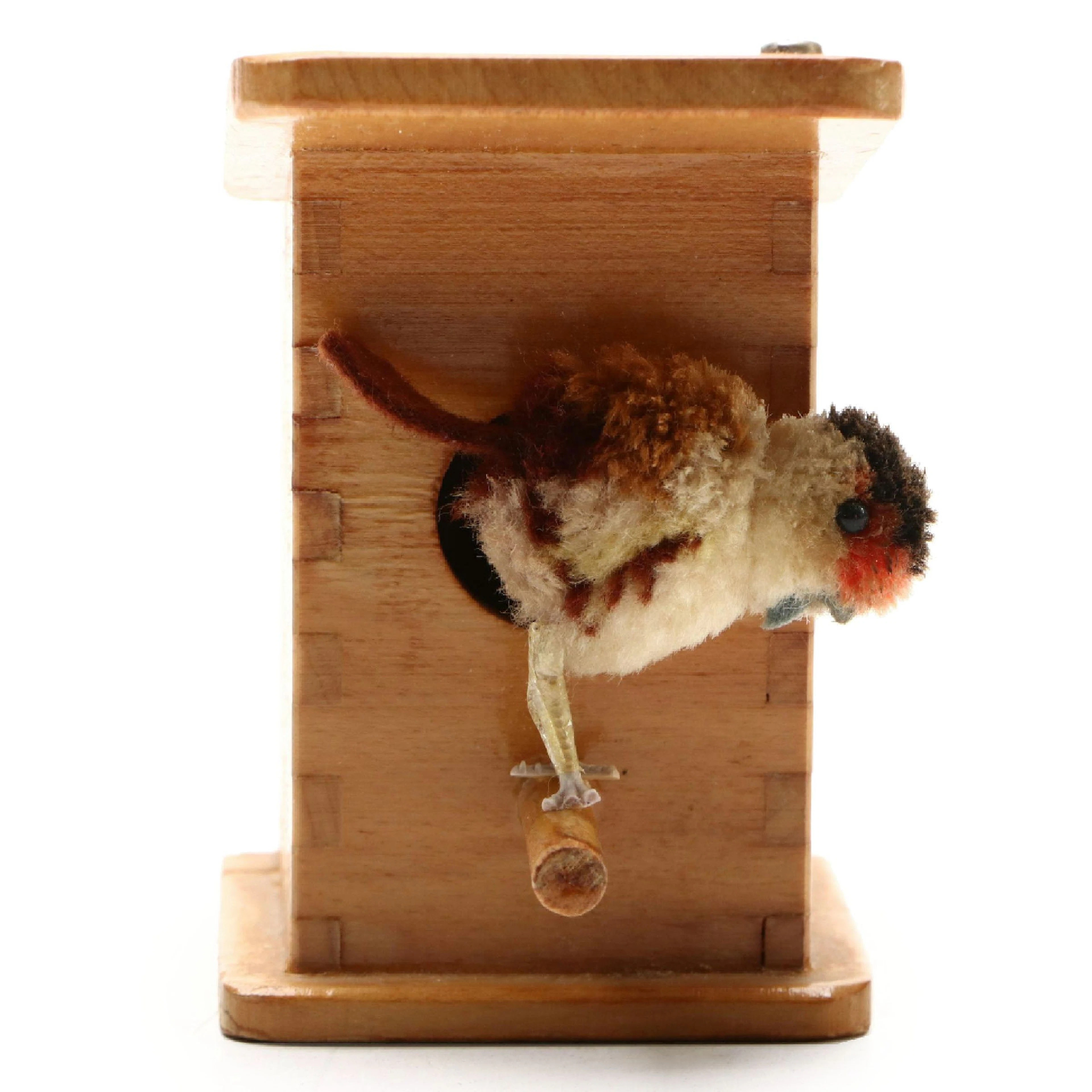 Steiff "Starling" with Wood Birdhouse, Mid to Late 20th Century