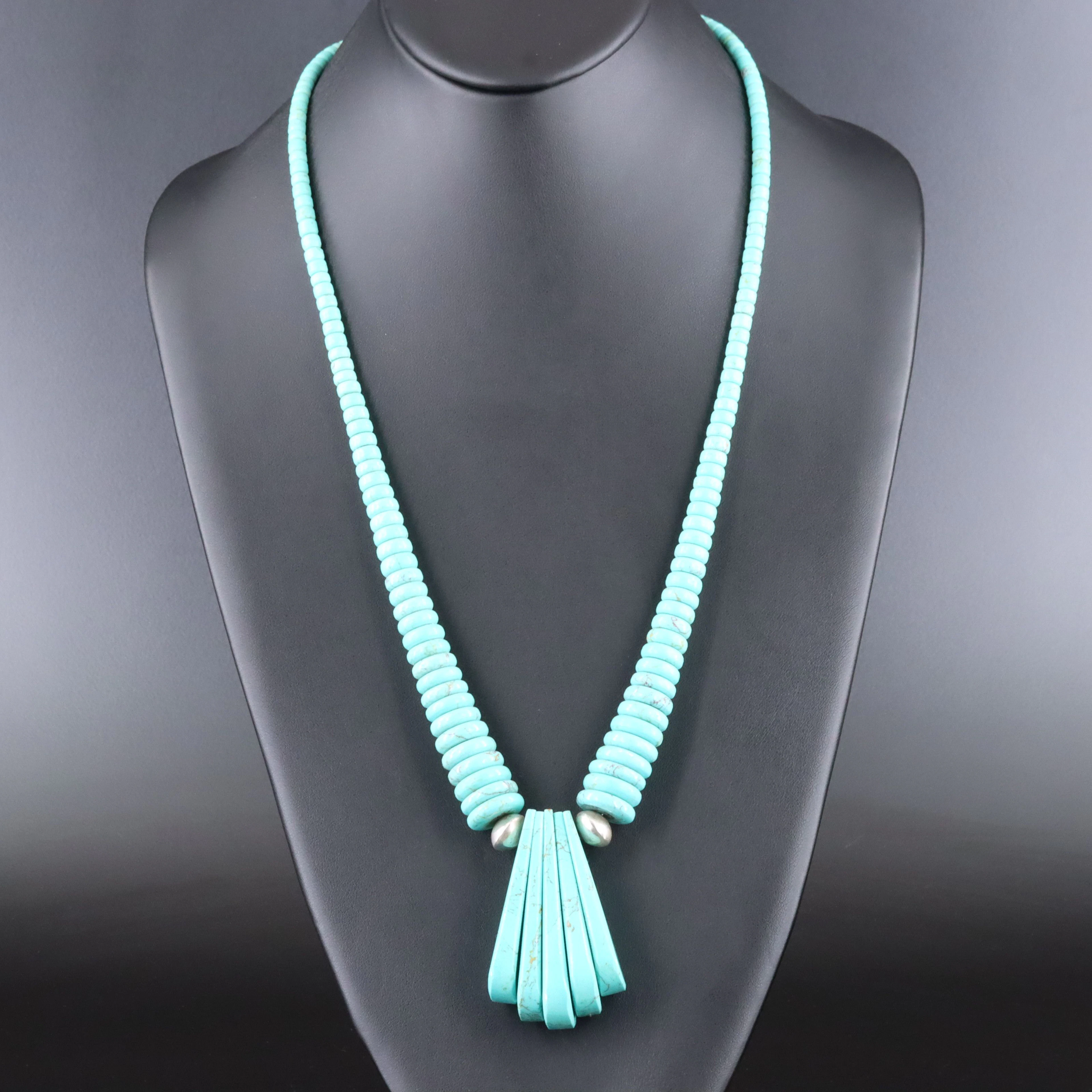 Western Graduated Sterling Howlite Necklace