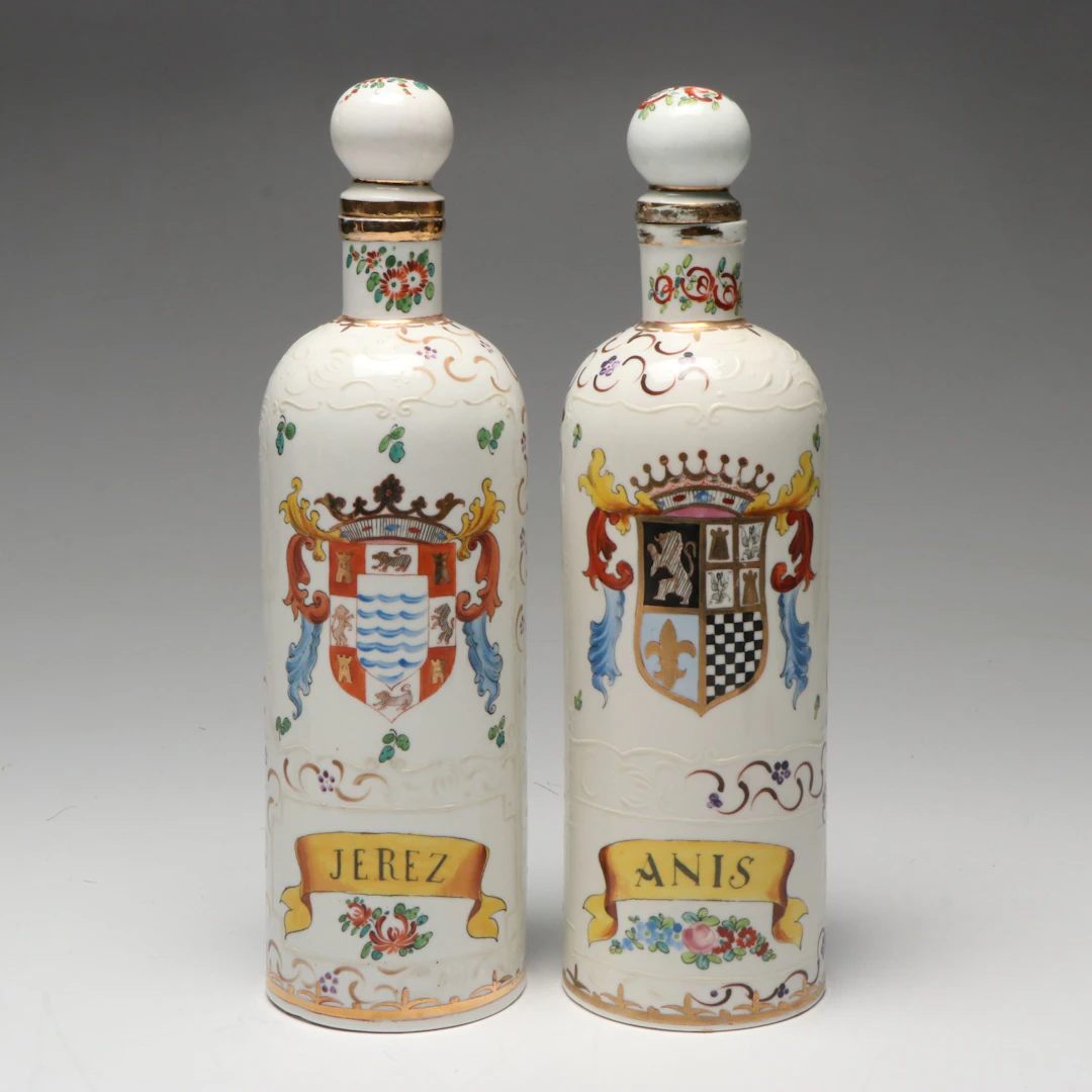 Sureda Spanish Porcelain Decanters, Mid-20th Century