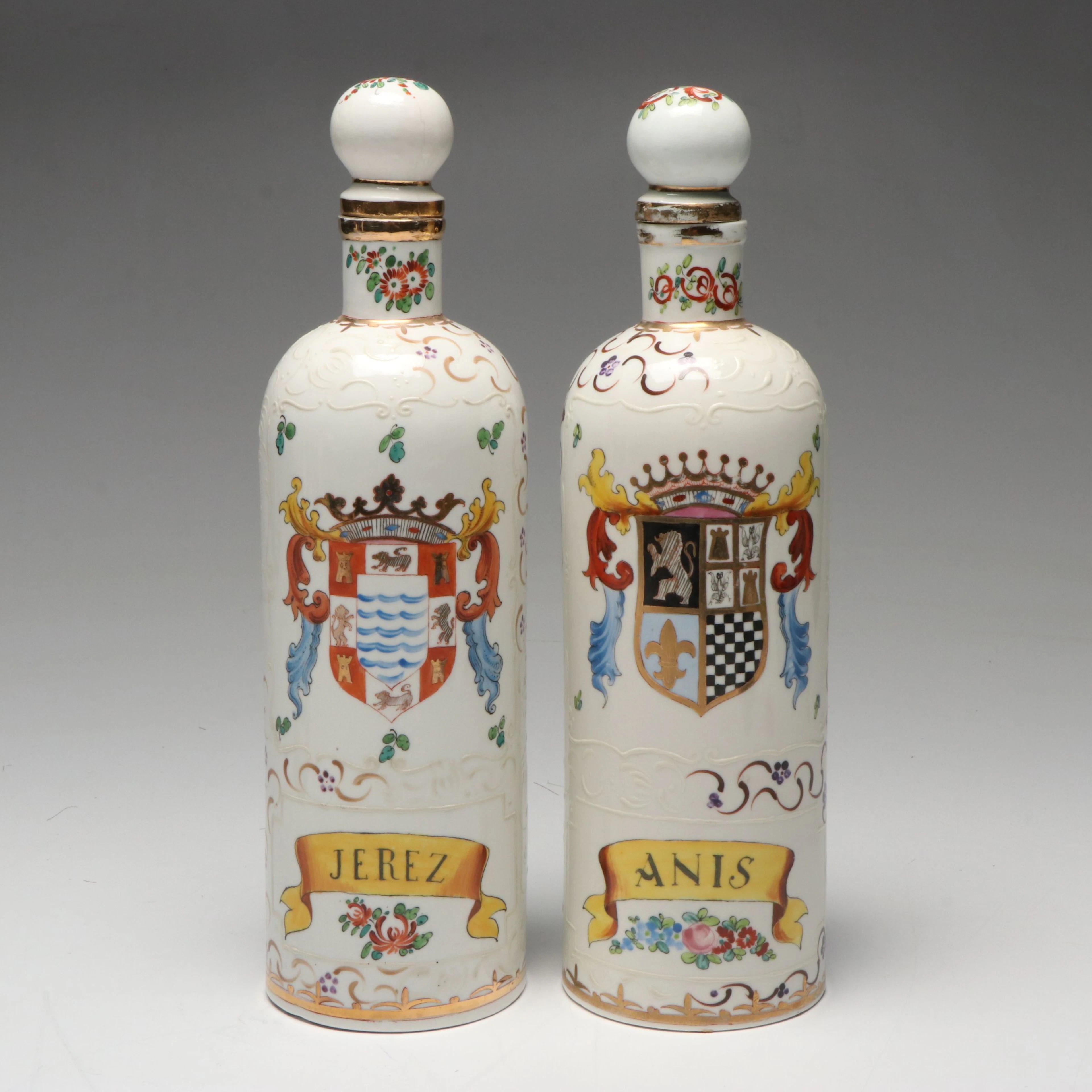 Sureda Spanish Porcelain Decanters, Mid-20th Century