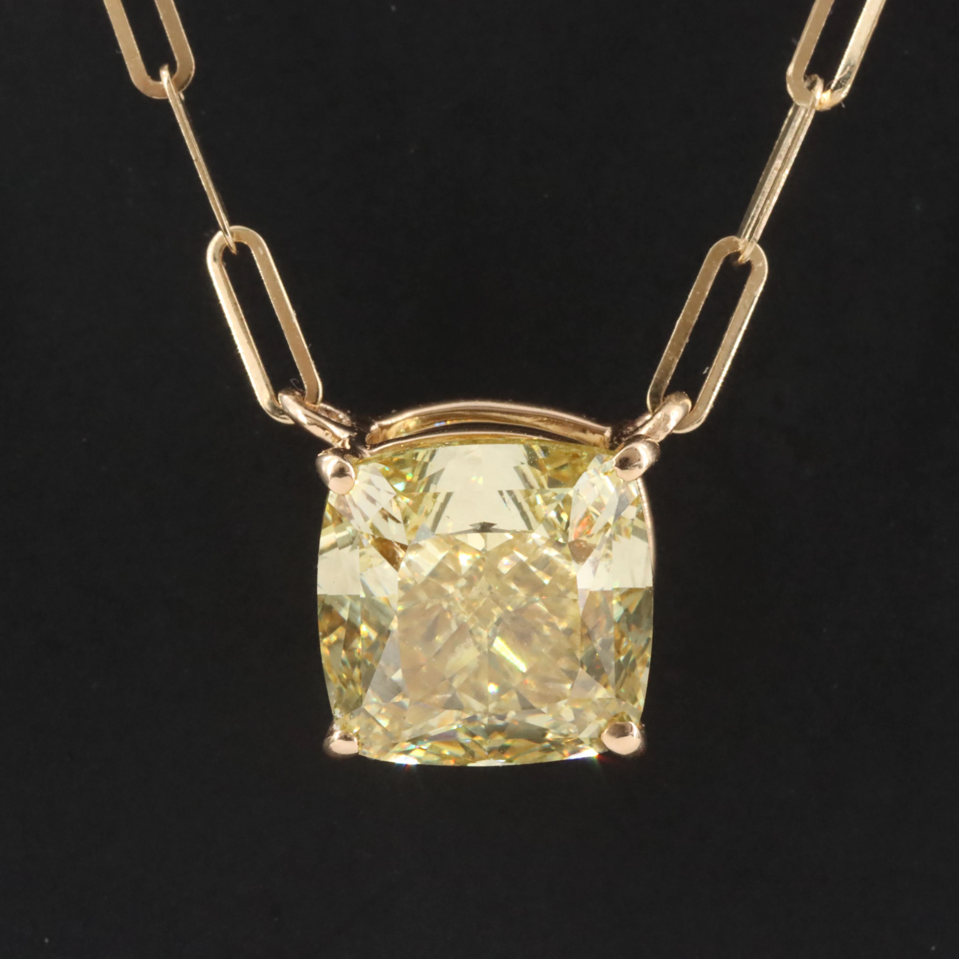 14K 4.51 CT Fancy Vivid Yellow Lab Grown Diamond Necklace with IGI Report