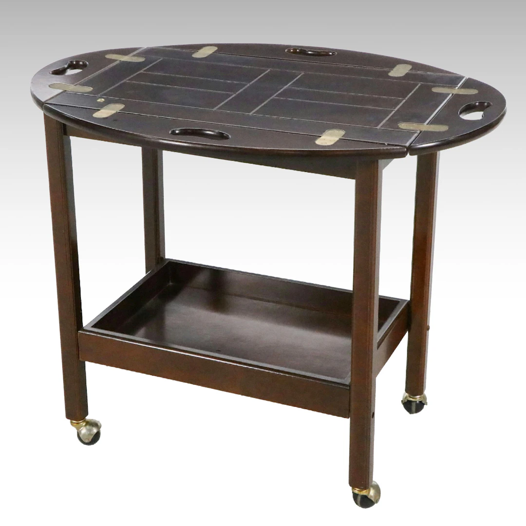 The Bombay Company Chippendale Style Mahogany Finish Butler's Tray Cart