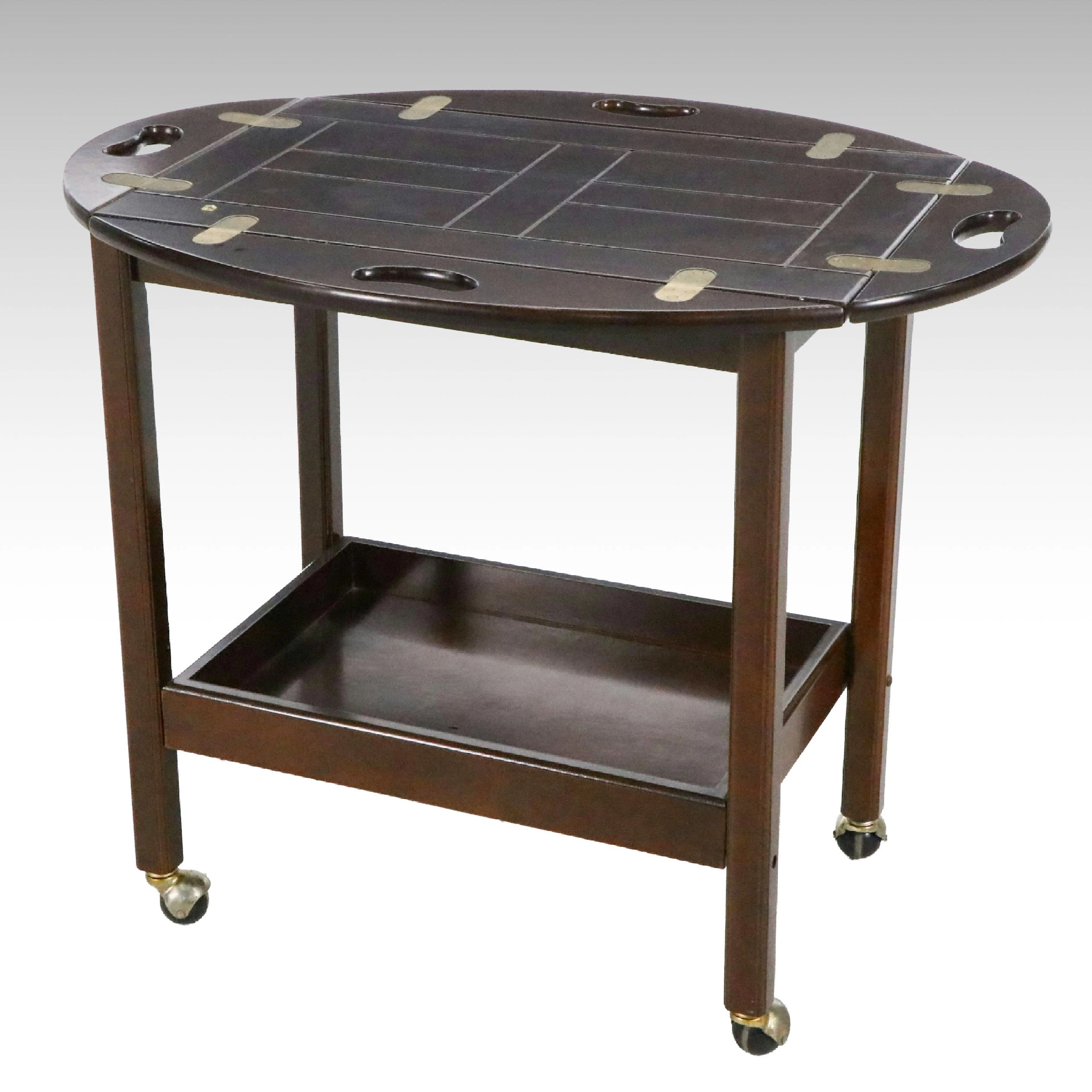 The Bombay Company Chippendale Style Mahogany Finish Butler's Tray Cart