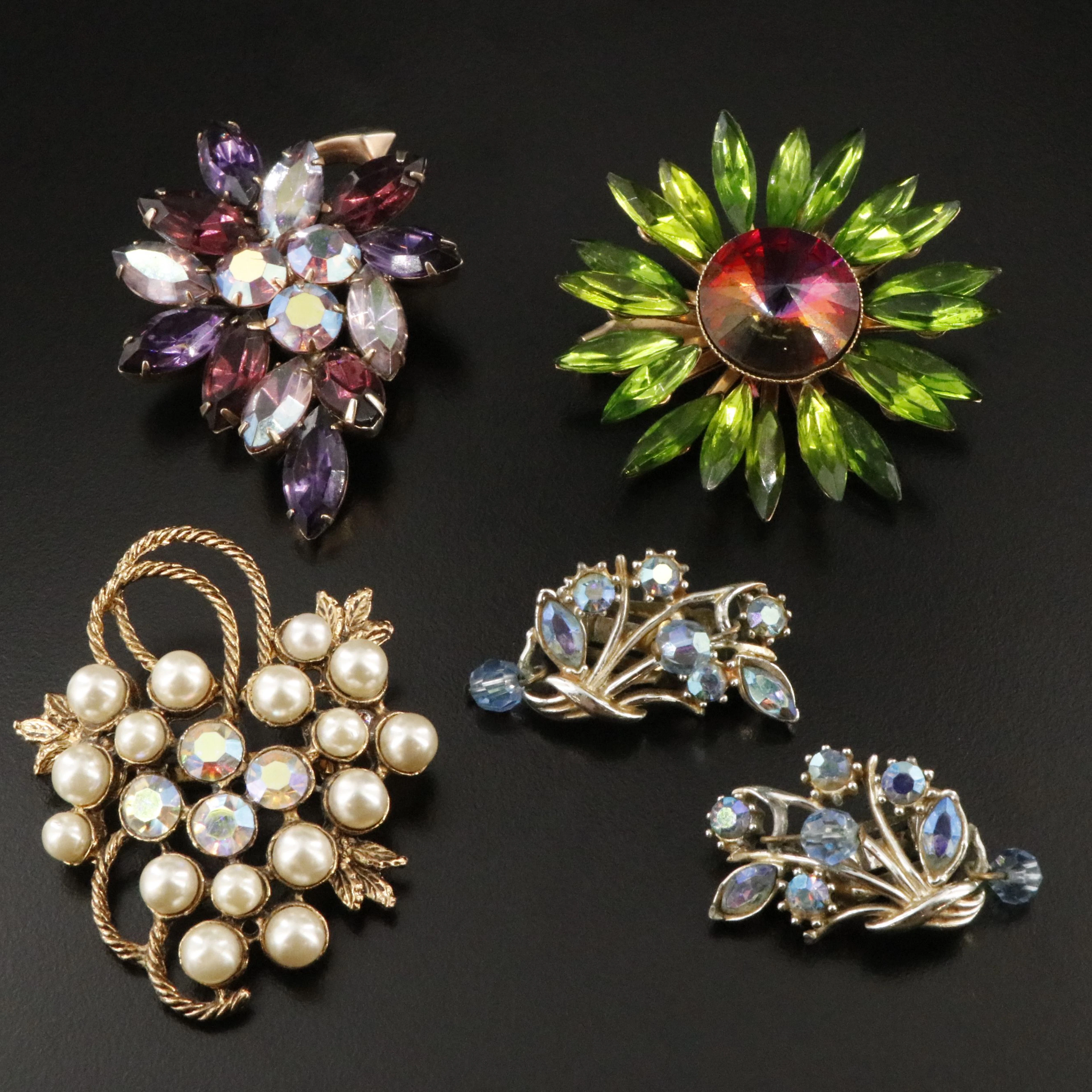 Coro and DeLizza & Elster Juliana ft. in Rhinestone Brooches and Earrings