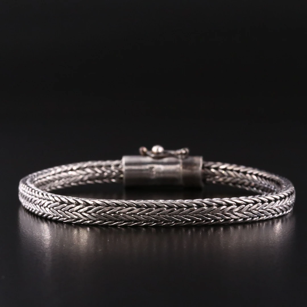 Sterling Oval Foxtail Link Bracelet