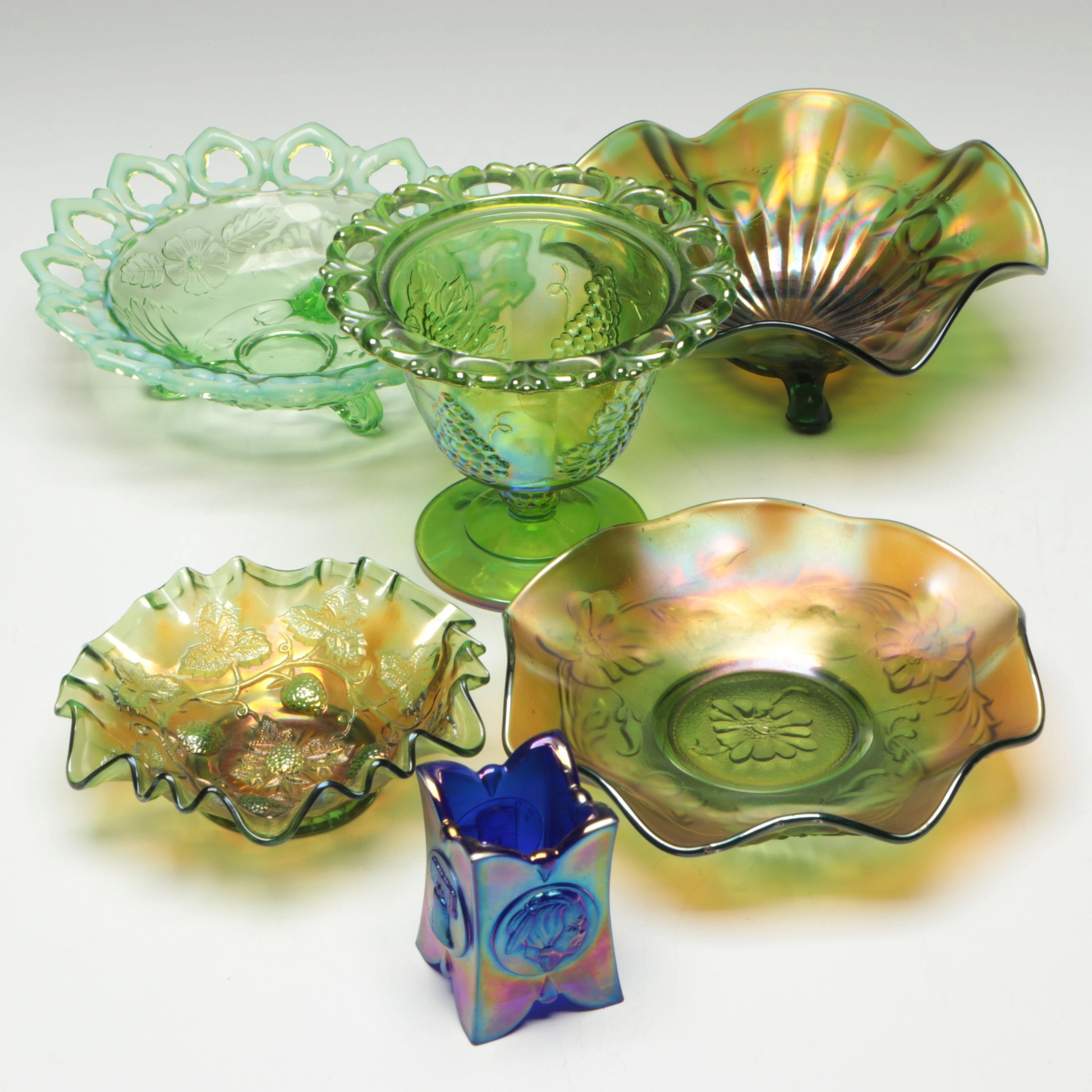 Joe St. Clair "Bicentennial" Toothpick Holder & More Iridescent Carnival Glass