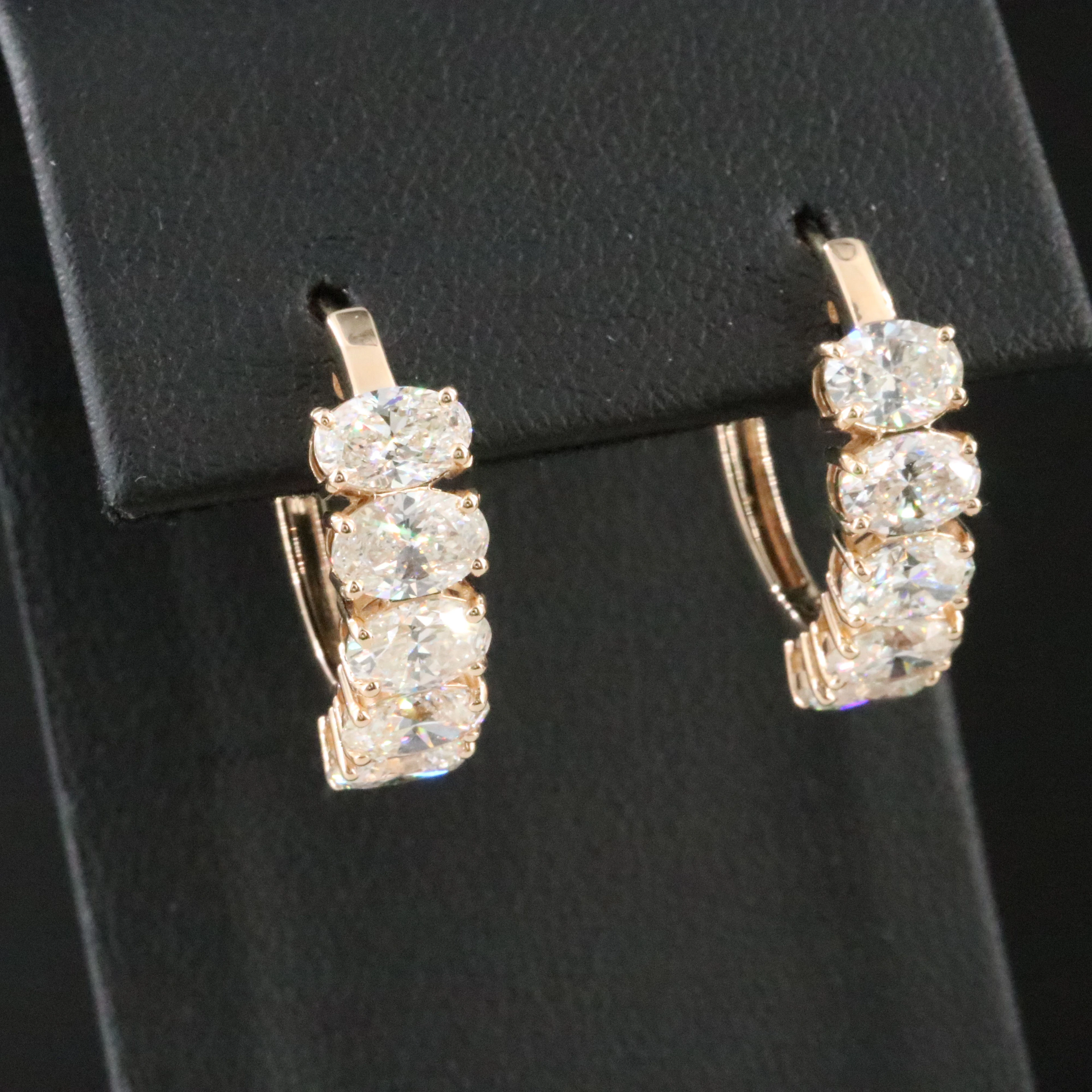 14K 4.08 CTW Diamond Hoop Earrings with GIA Reports