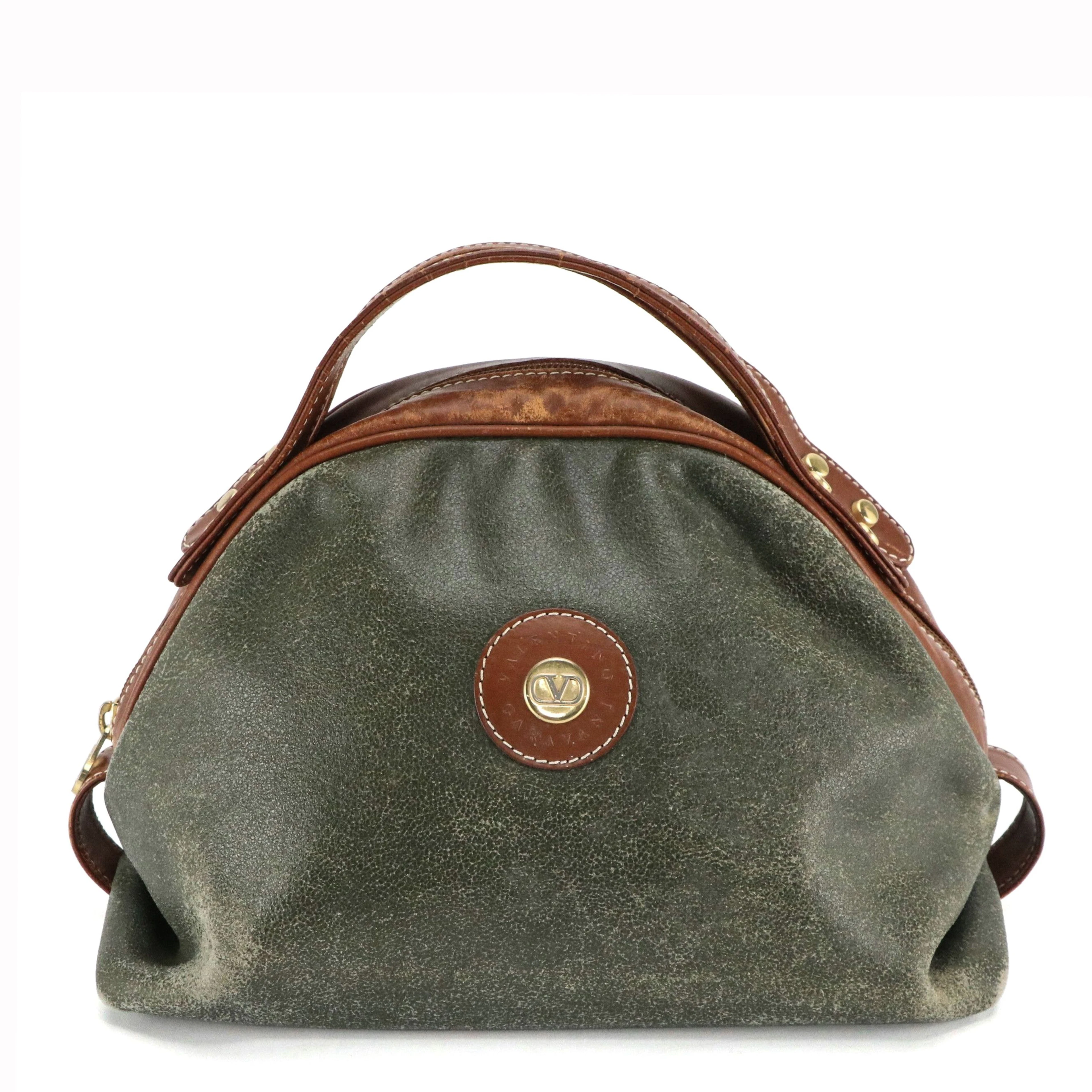 Valentino Garavani Les Sacs Vintage Vanity Bag in Green and Brown Leather