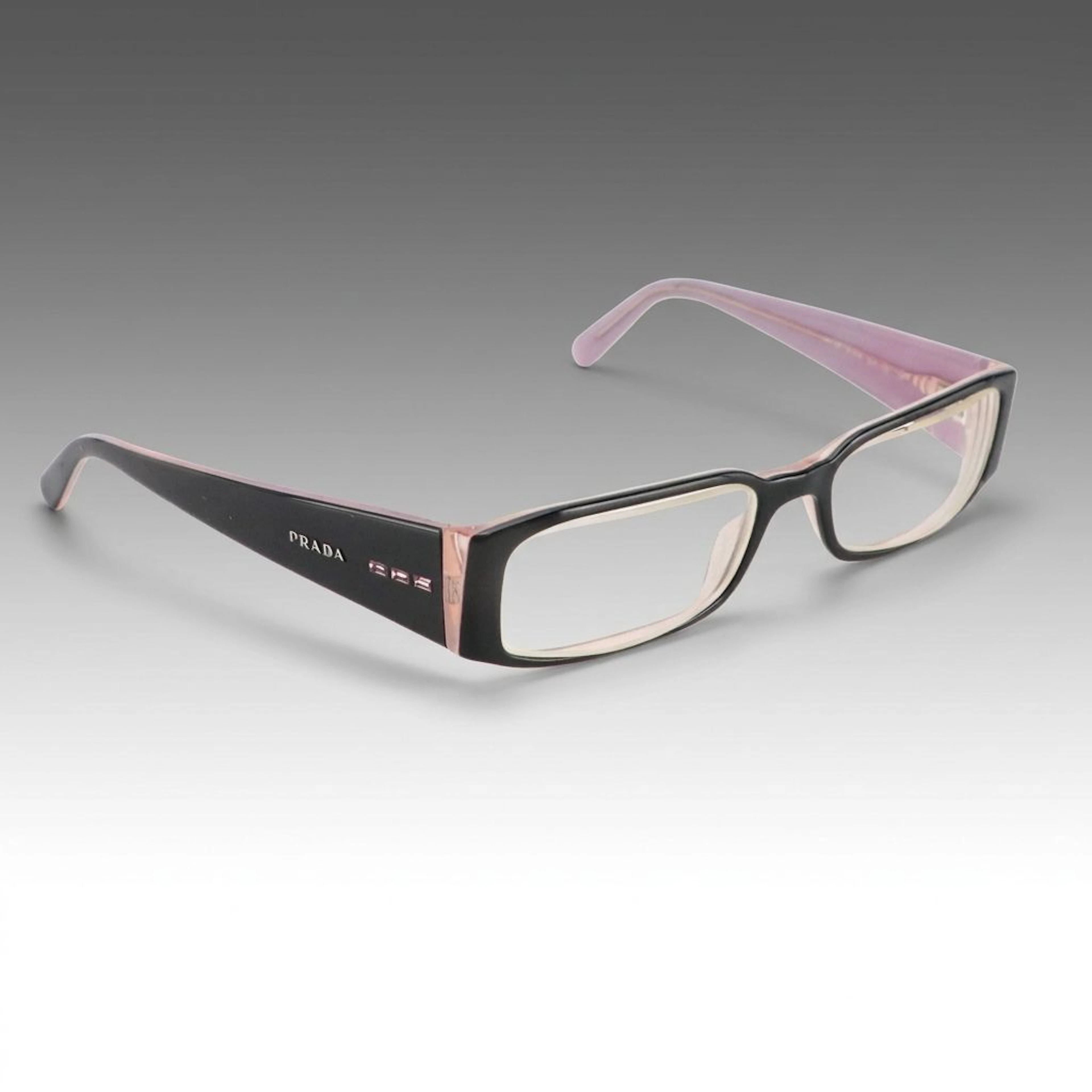 Prada VPR10F Black/Purple Rectangular Prescription Eyeglasses with Case