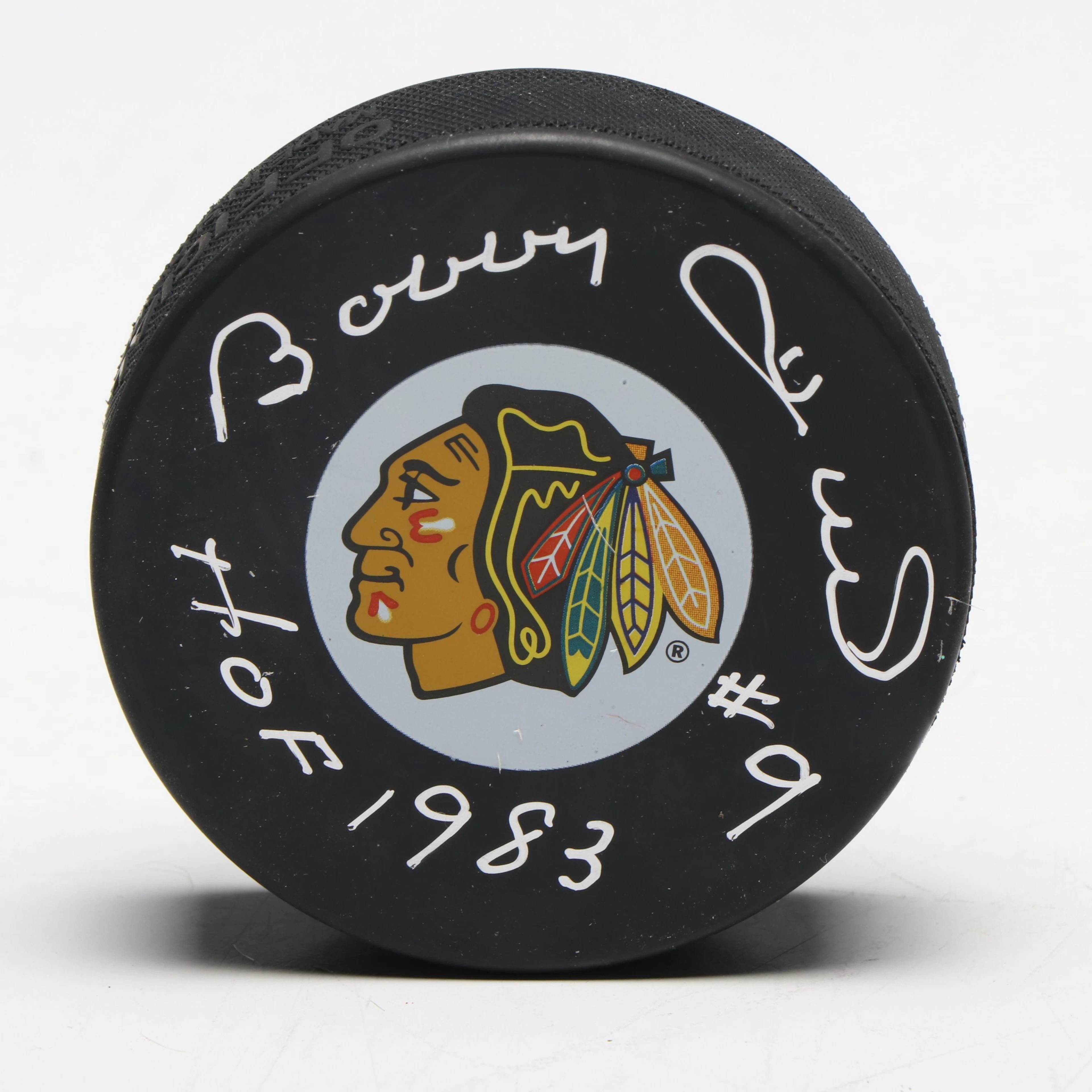 Bobby Hull Signed "HOF 1983" Chicago Blackhawks Hockey Puck, Beckett
