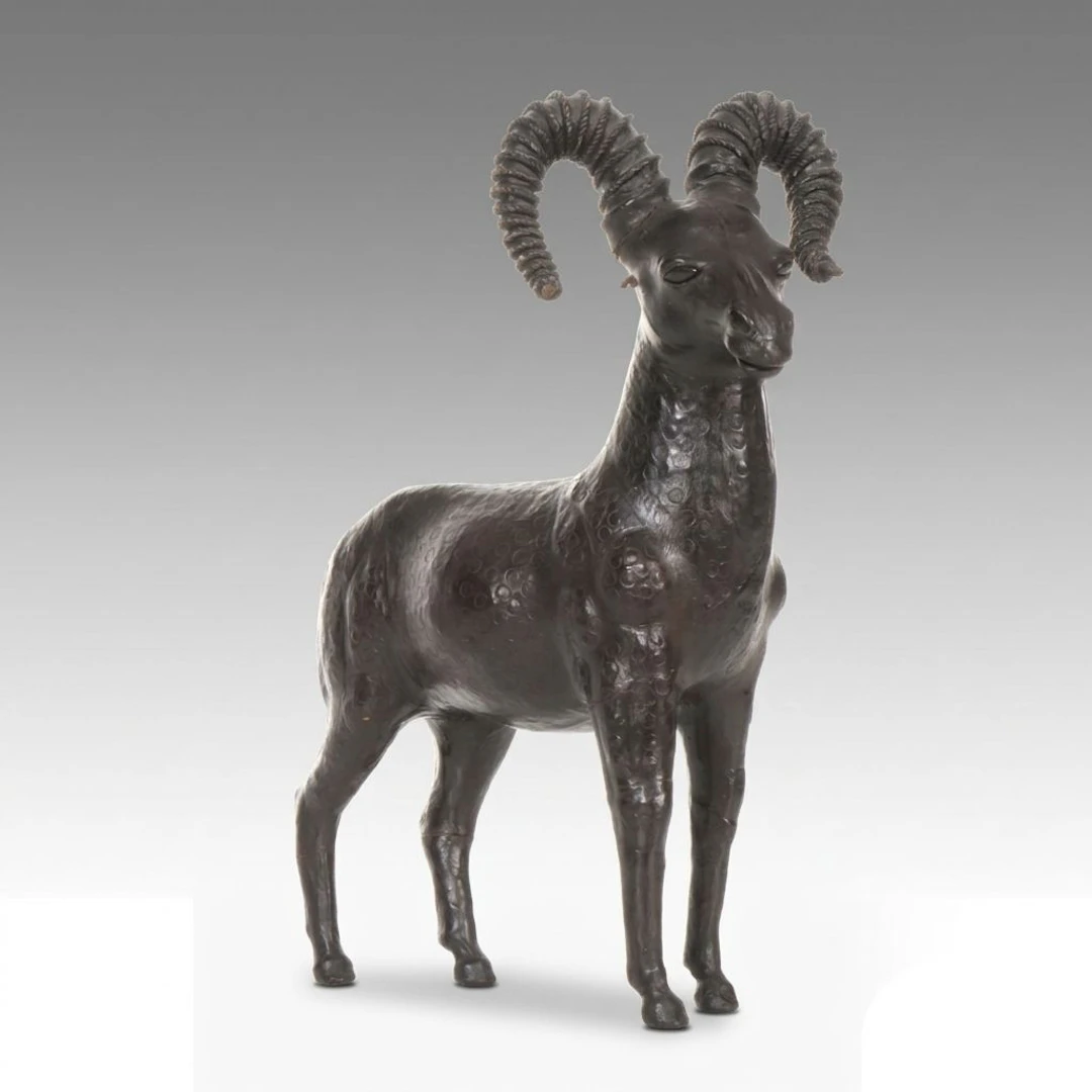 Handcrafted Molded Leather Ram Sculpture