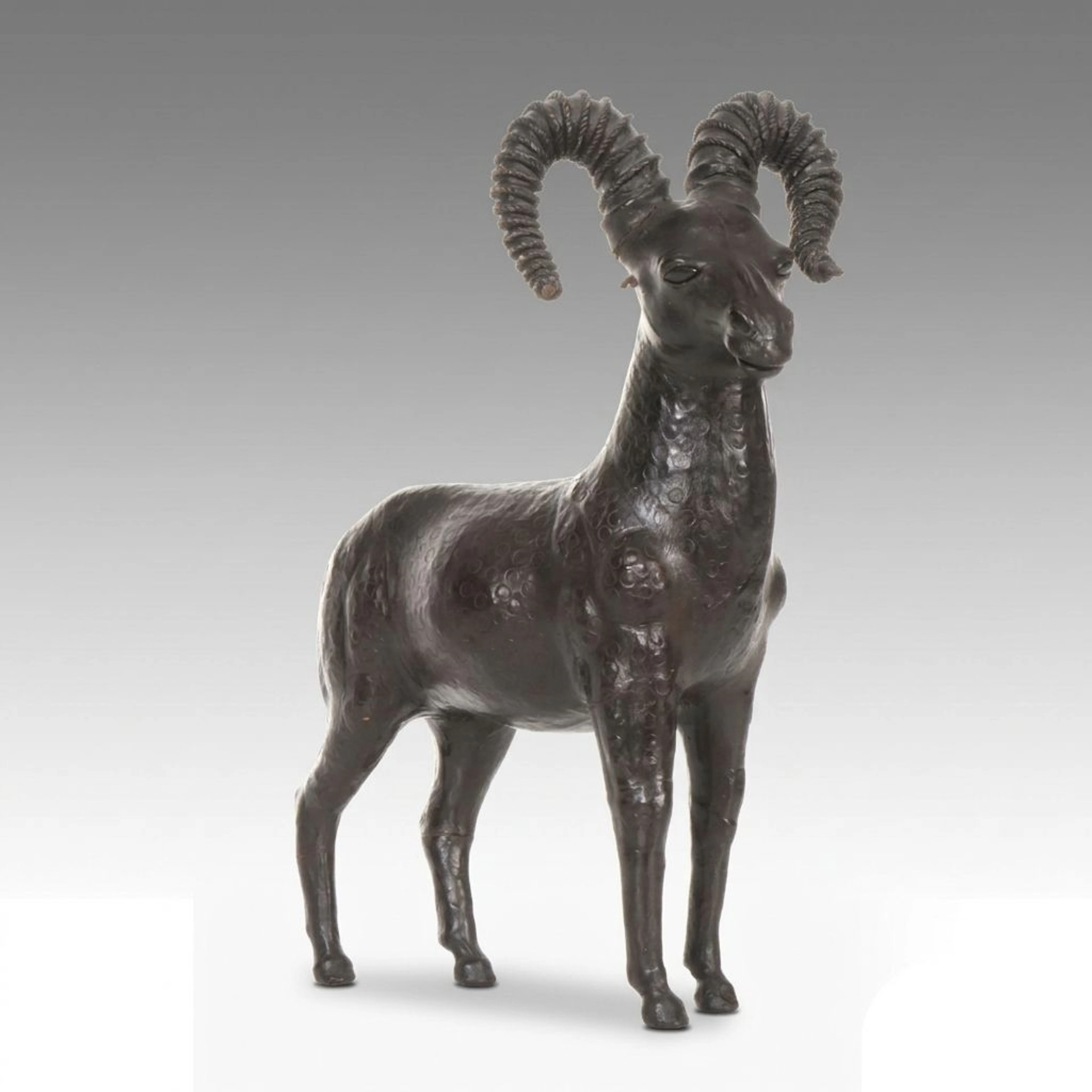 Handcrafted Molded Leather Ram Sculpture
