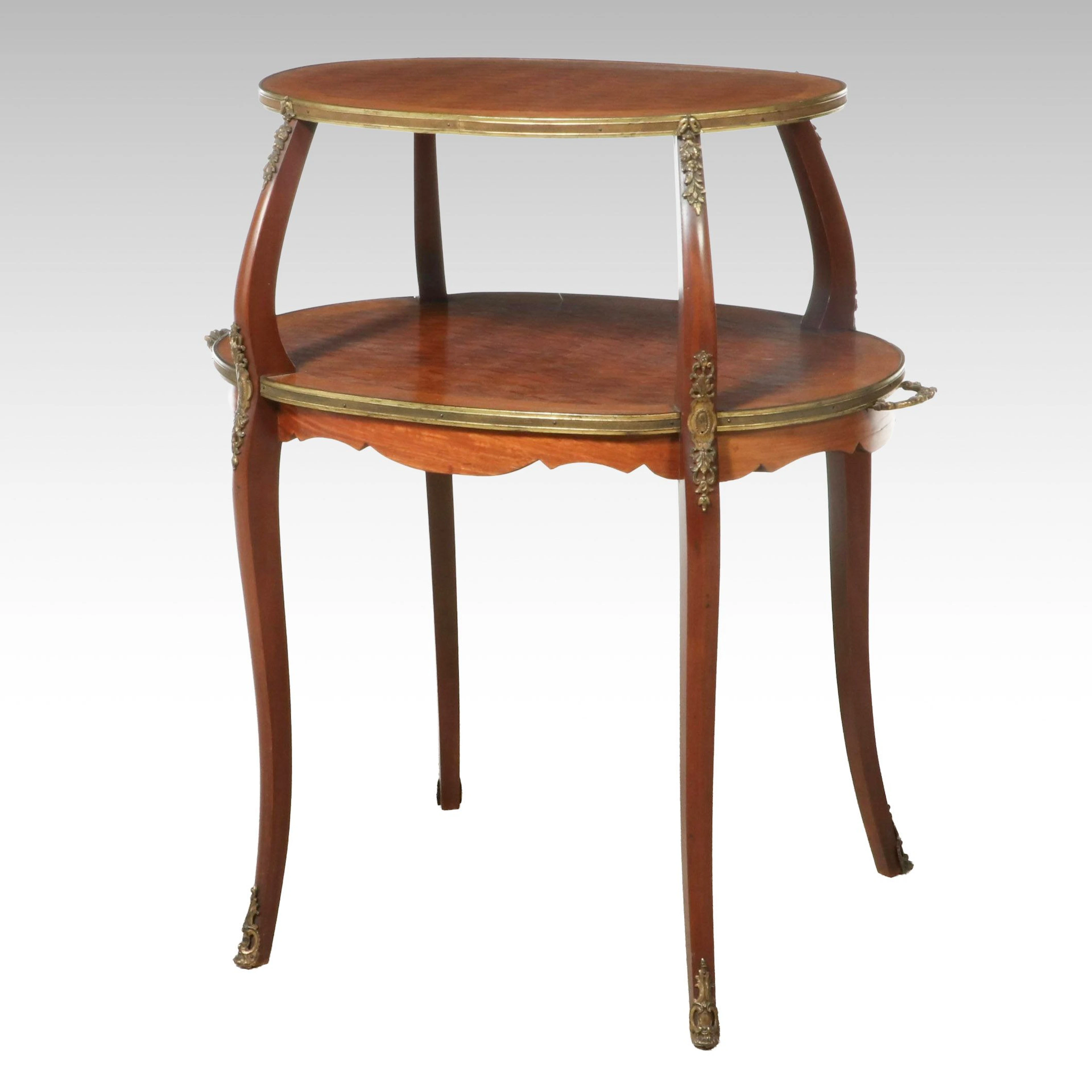 Louis XV Style Mahogany Dessert Table with Bronze Accents, Early 20th Century